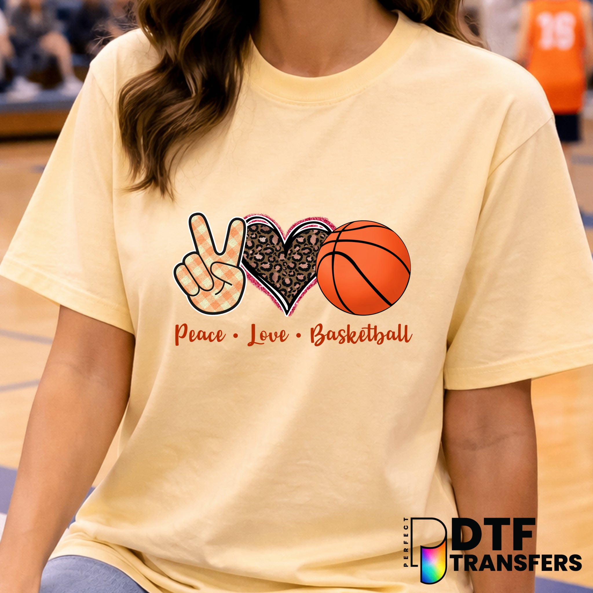 Peace Love Basketball – Basketball DTF Transfer