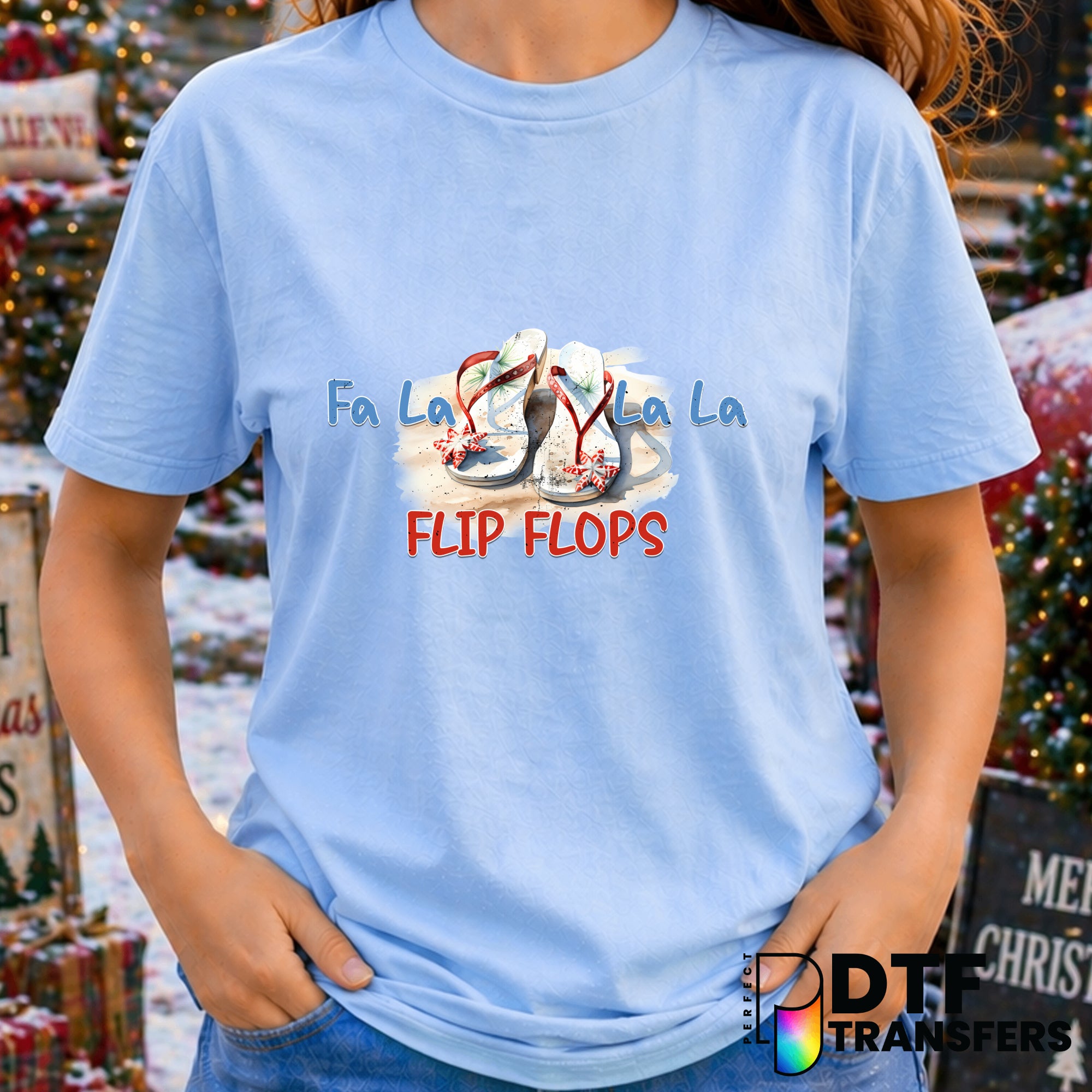 Fa La La La Flip Flops – Christmas DTF Transfer