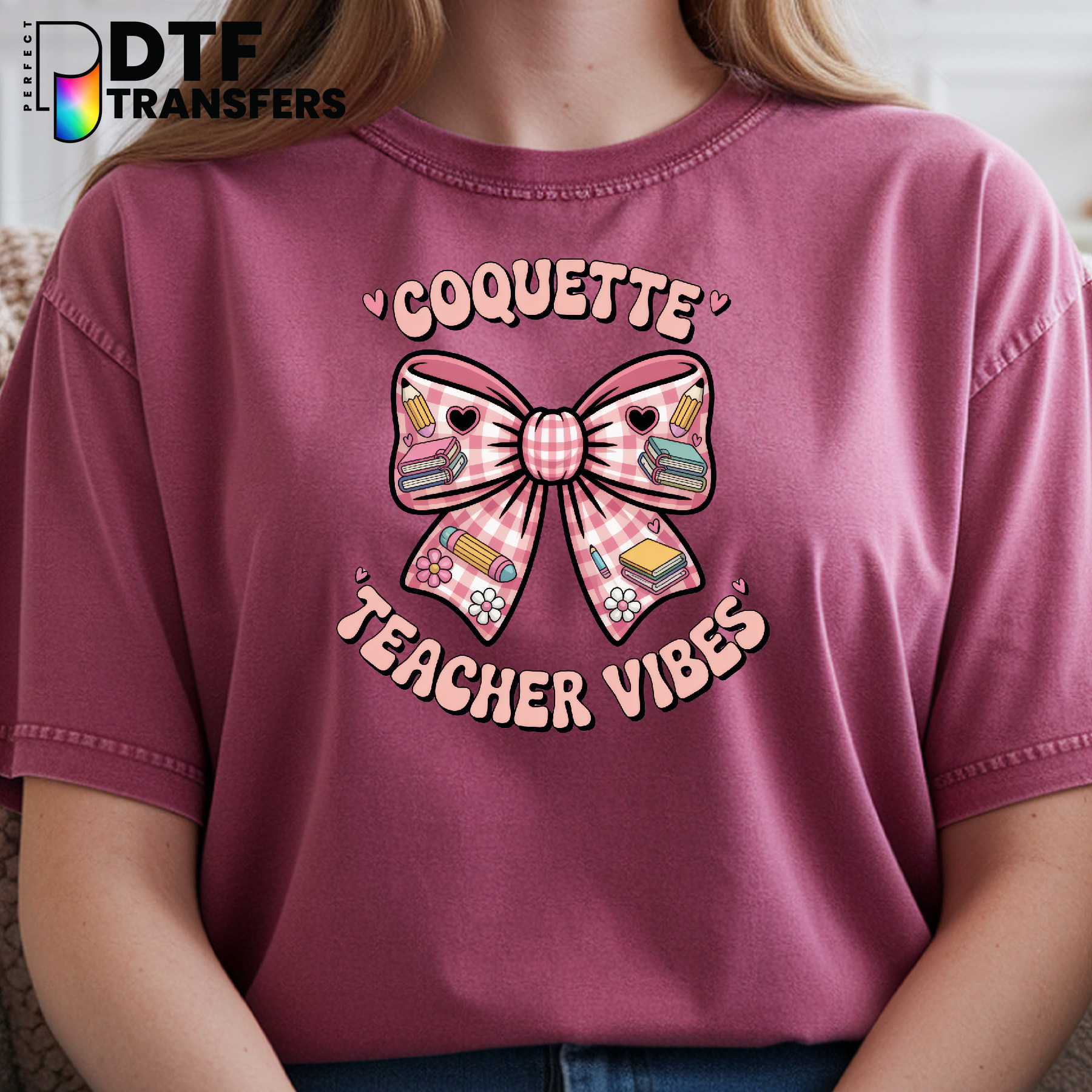 Teacher Squad – Retro Rainbow Educator DTF Transfer