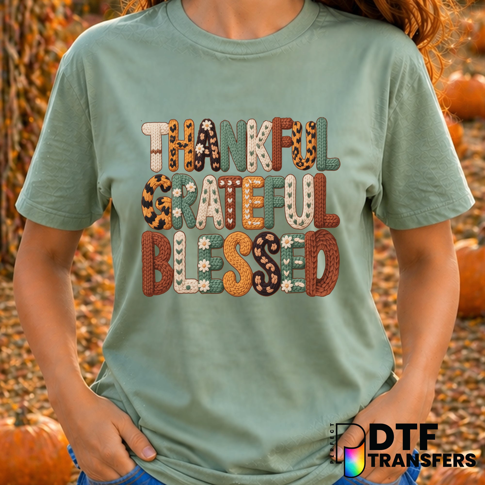 Thankful Grateful Blessed – Thanksgiving DTF Transfer
