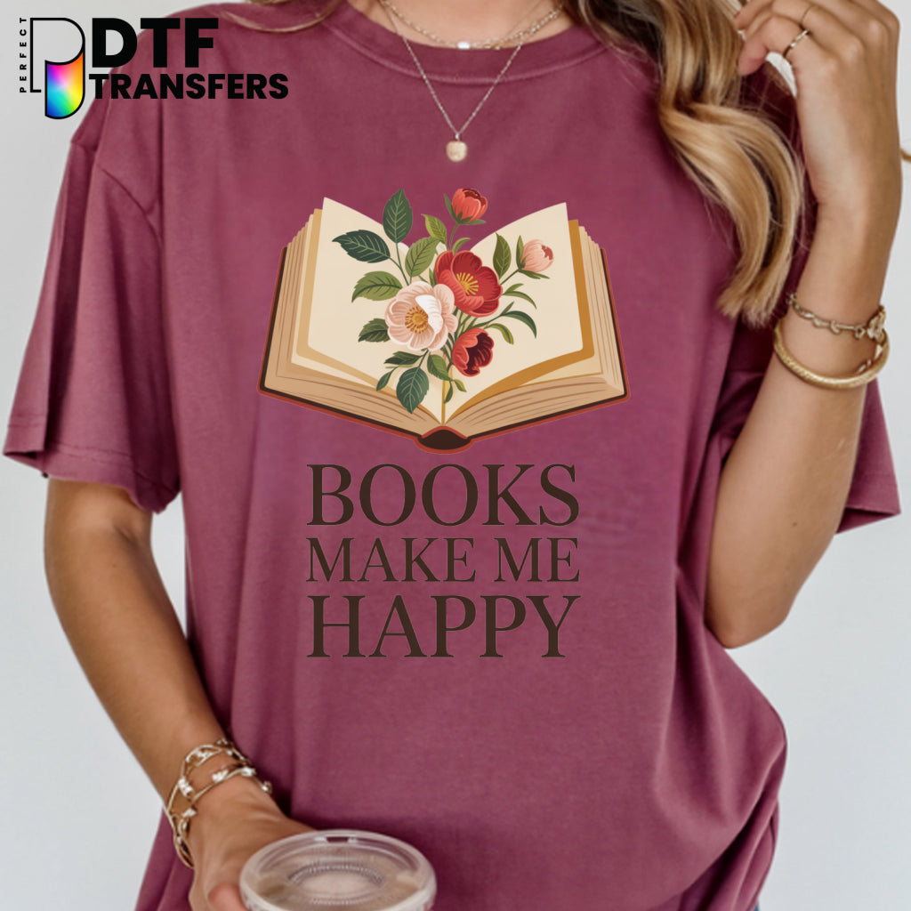 Books Make Me Happy Reading – Teacher DTF Transfer