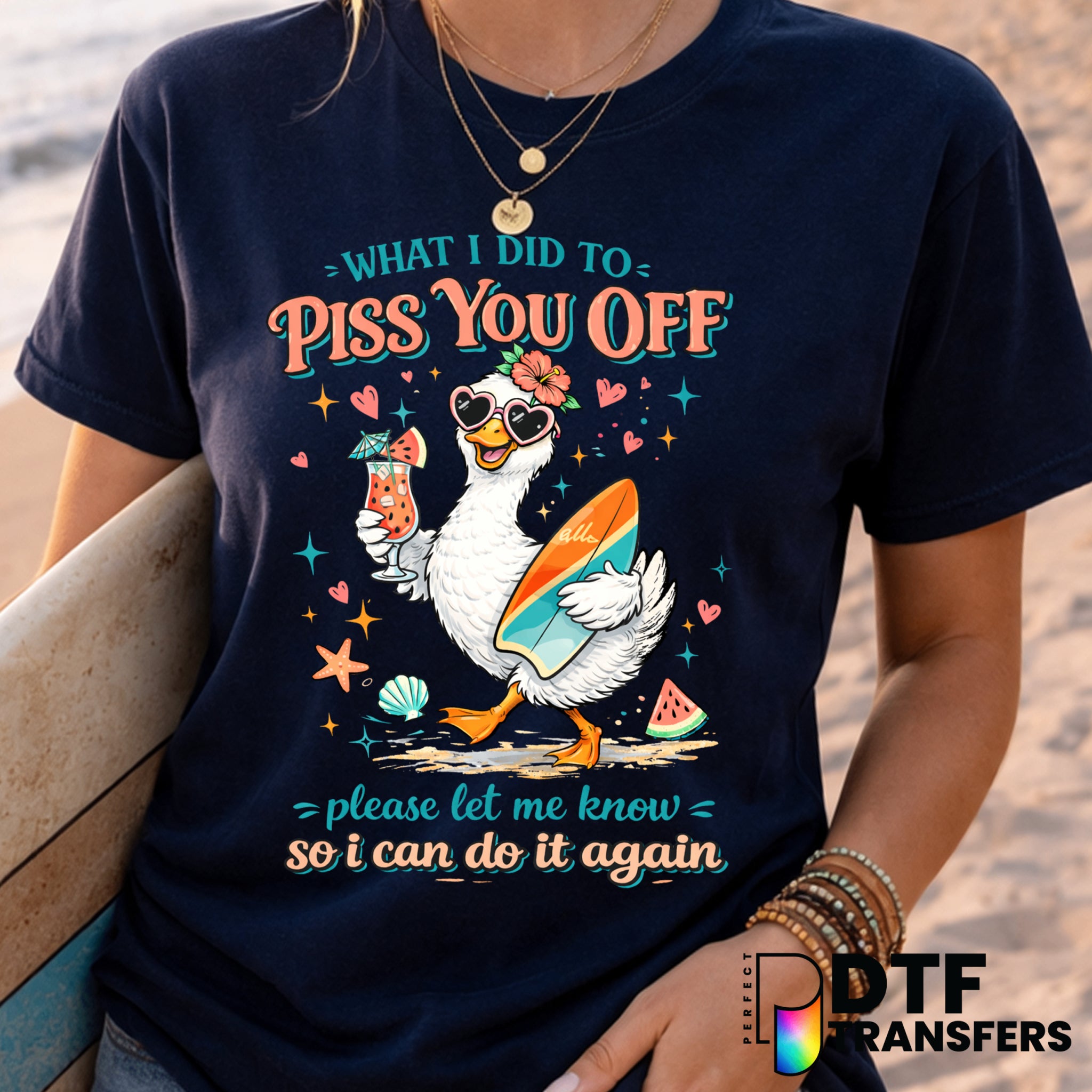 Funny Surfing Goose – Surfing DTF Transfer