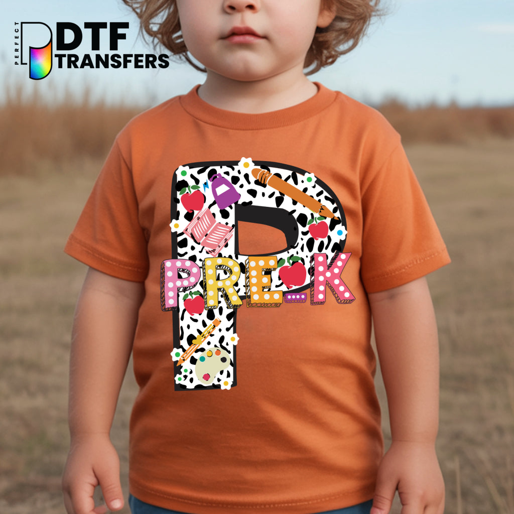 P Pre-K TEACHER Colorful Dalmatian Spots – Teacher DTF Transfer