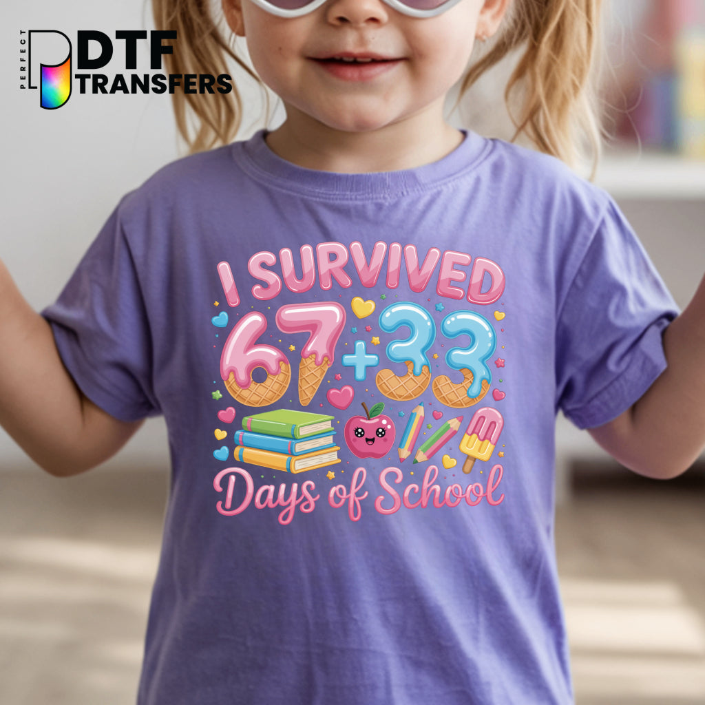 I SURVIVED 100 DAYS OF SCHOOL Ice Cream – Teacher DTF Transfer