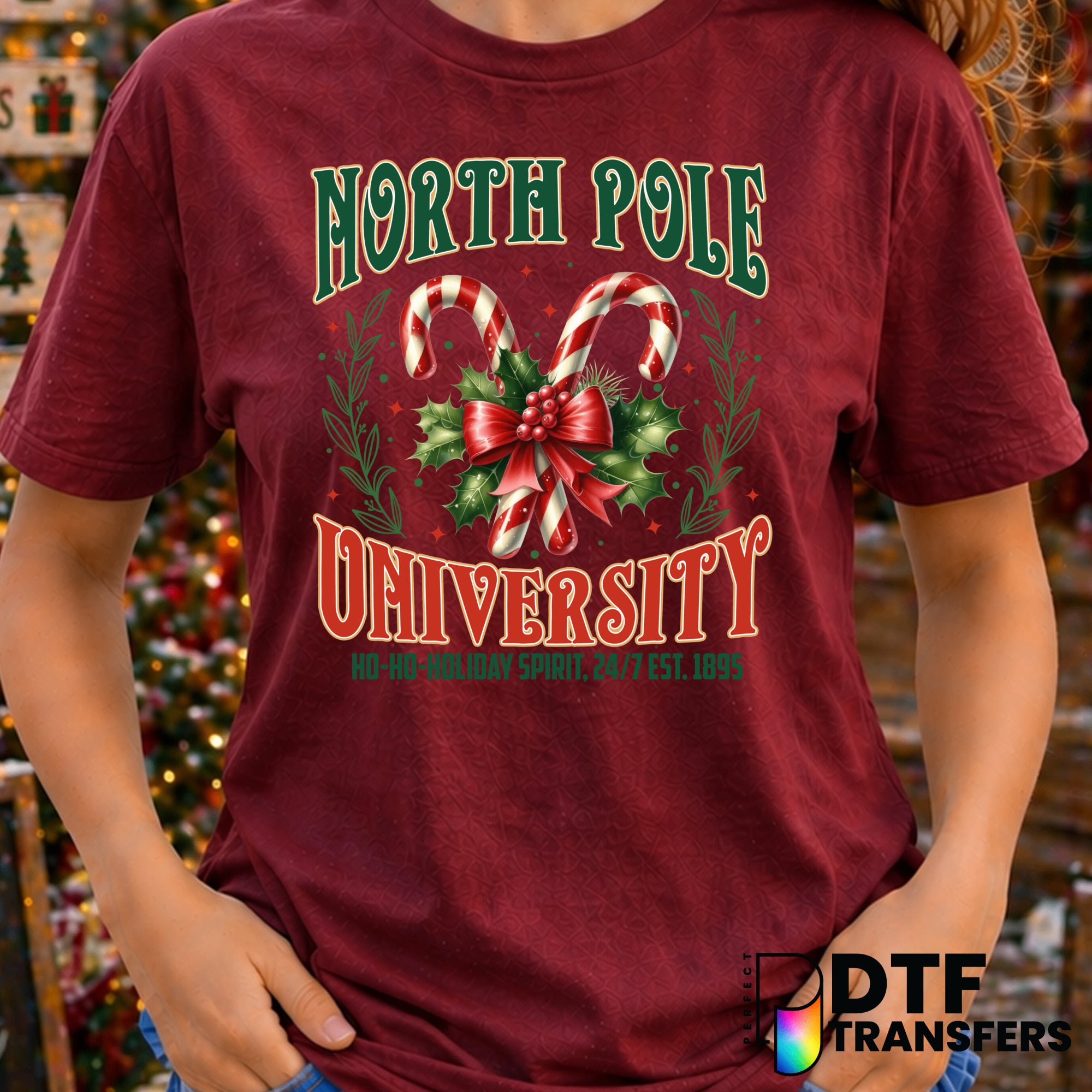 North Pole University Christmas Candy Canes – Christmas DTF Transfer