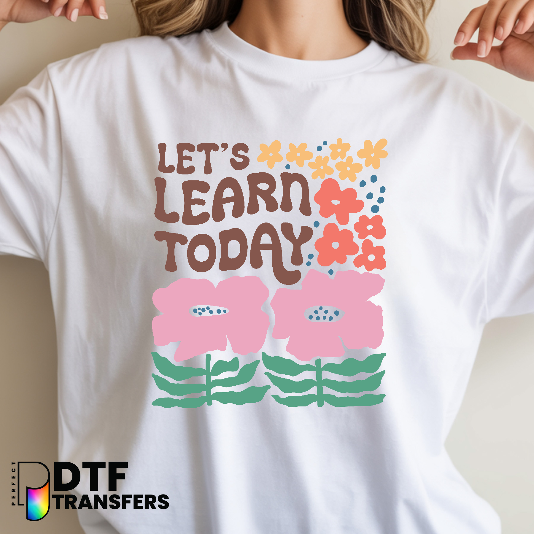Let's Learn Today Boho Rainbow School Supplies – Teacher DTF Transfer