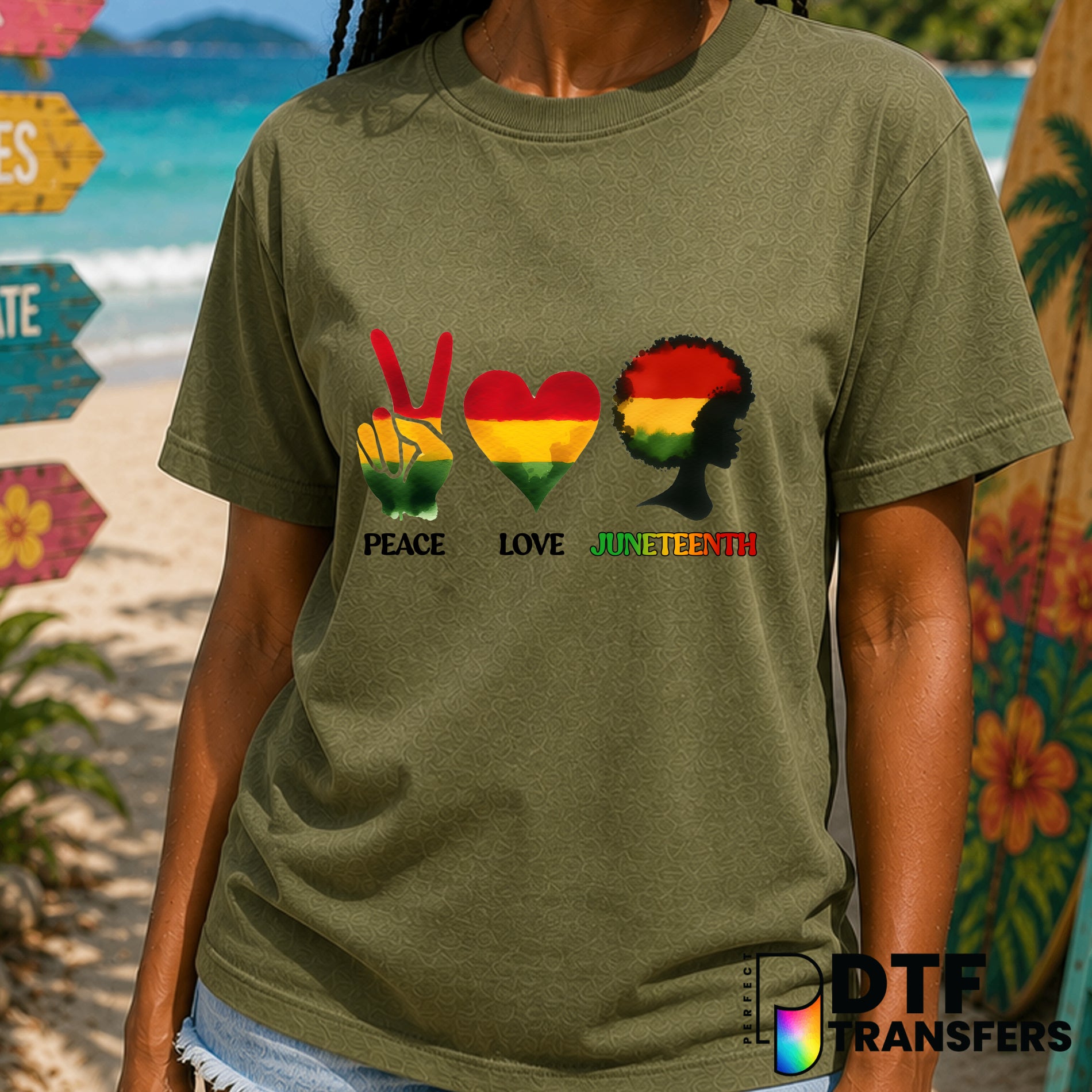 Peace Love Juneteenth Watercolor Black History – Black History Month DTF Transfer