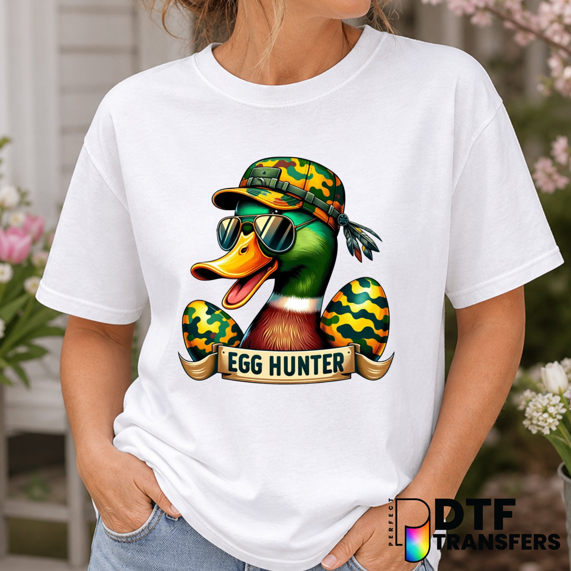 EGG HUNTER DUCK EASTER HUNTING – Easter DTF Transfer