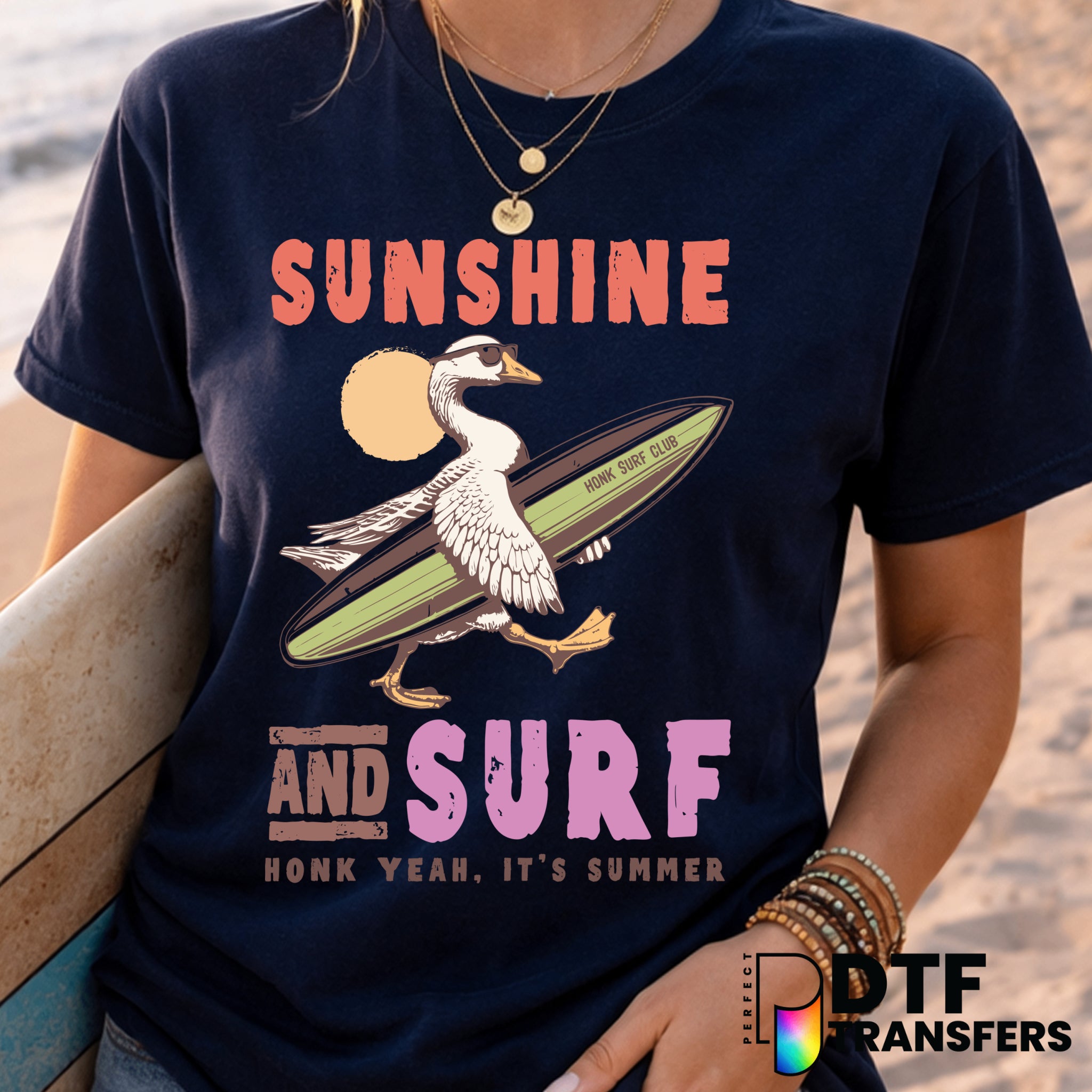 Sunshine and Surf – Surfing DTF Transfer