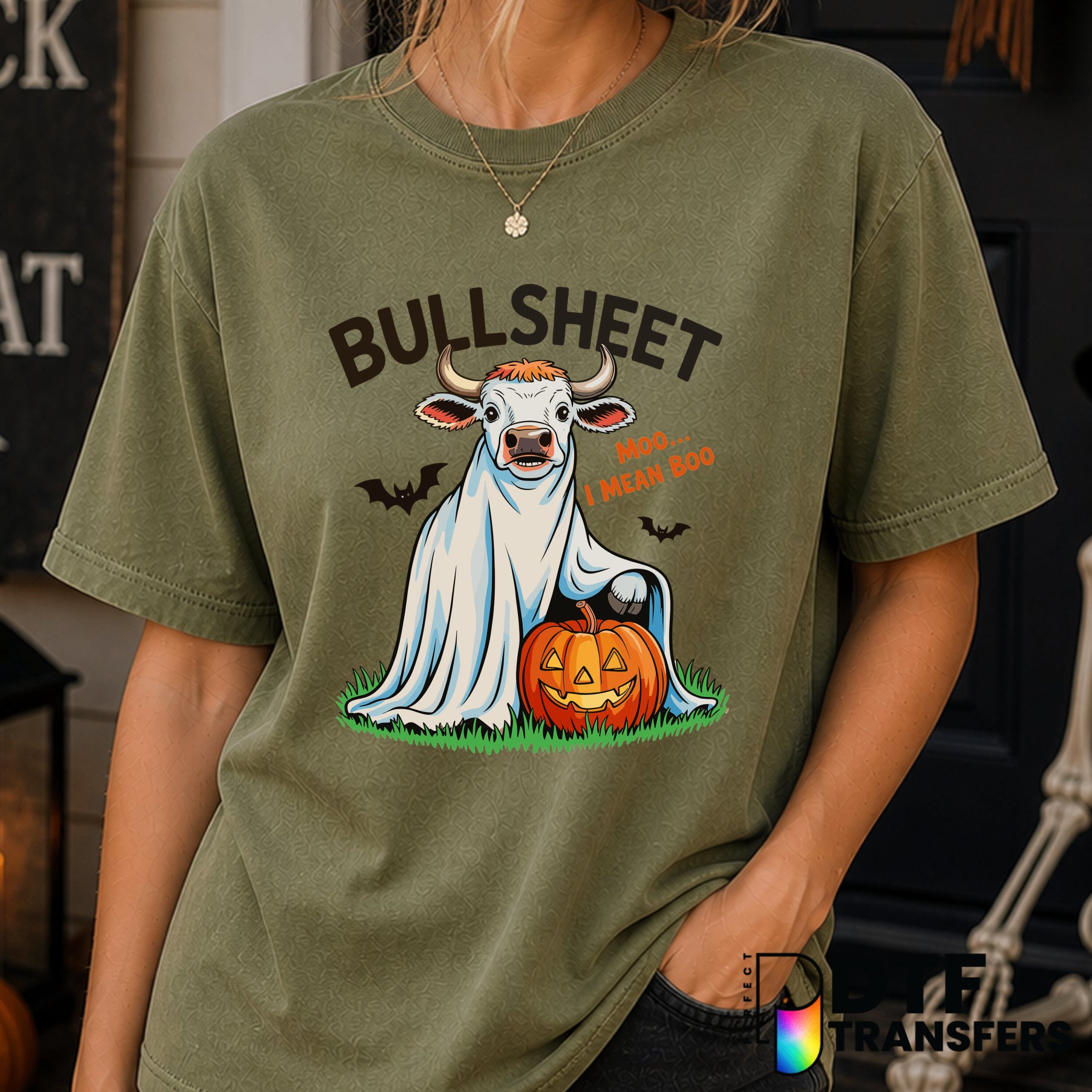 Bullsheet Moo I Mean Boo – Halloween DTF Transfer