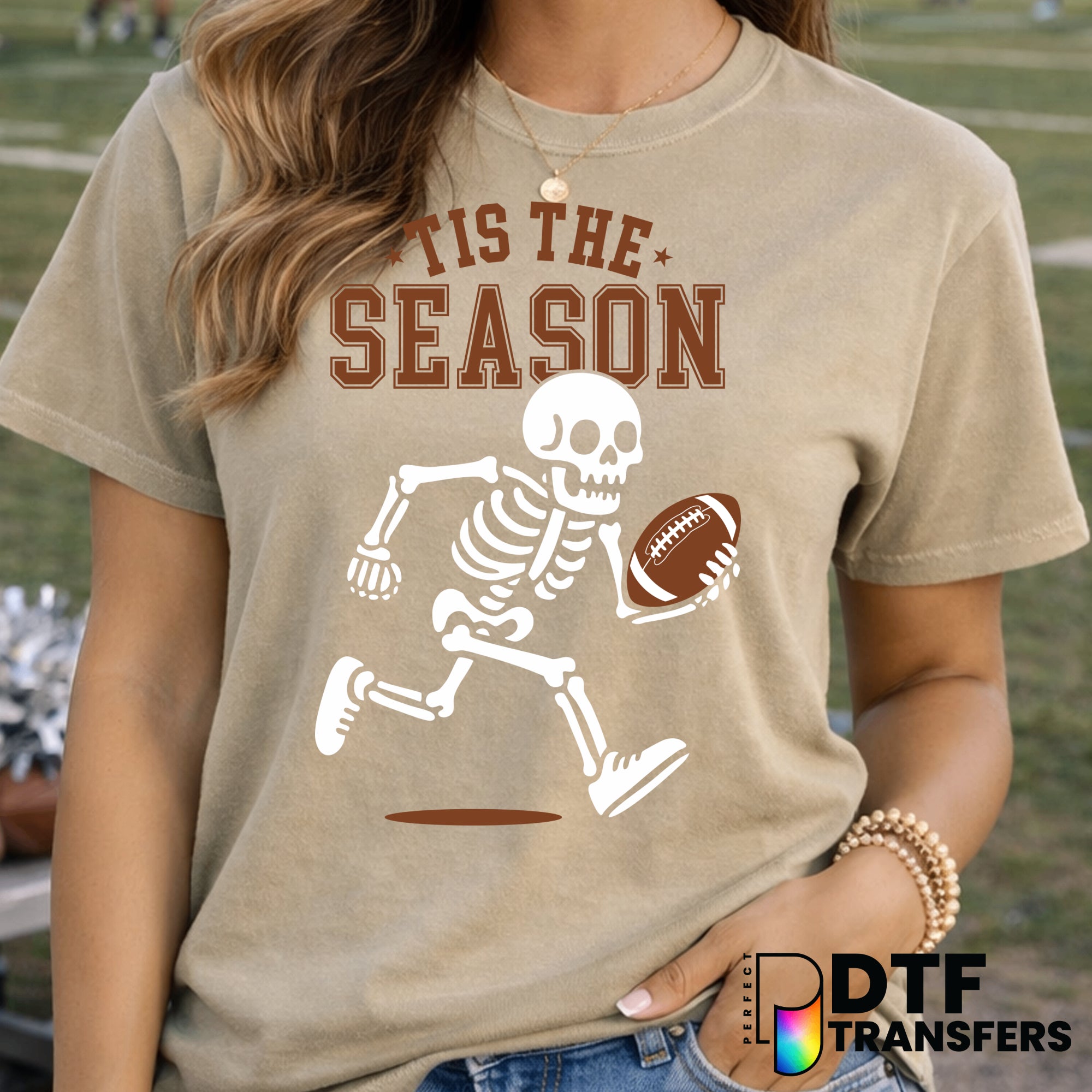 Tis the Season Skeleton Football Fall Season – Football DTF Transfer
