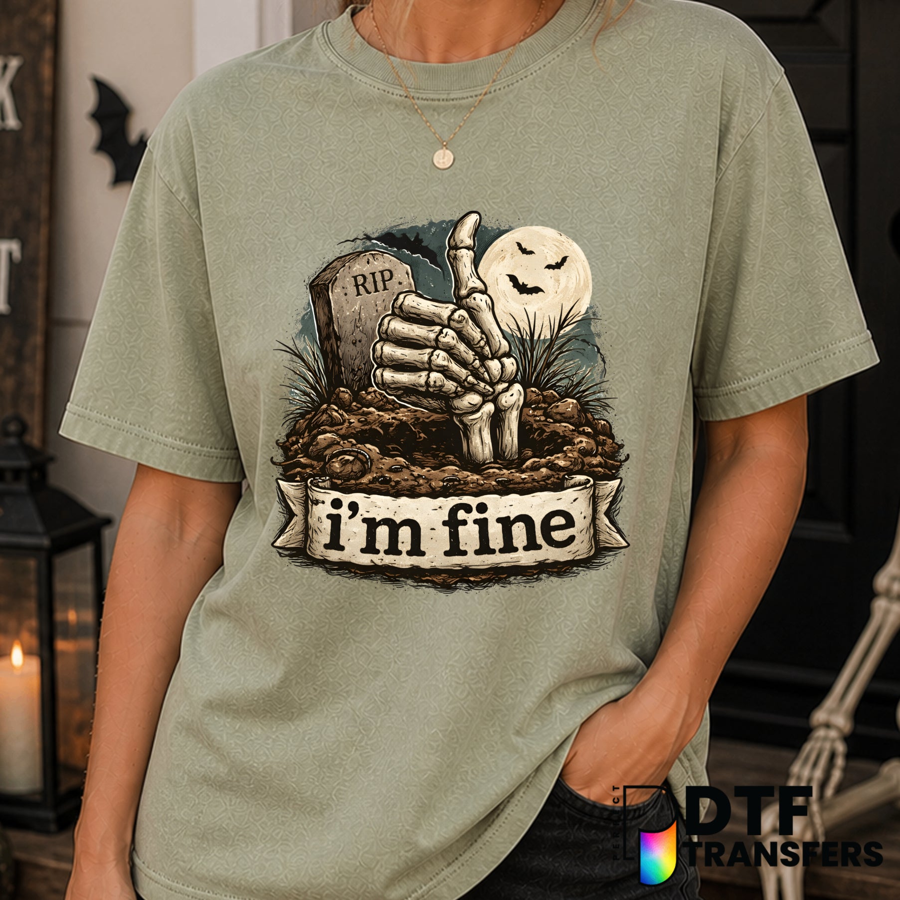 RIP I'M FINE – Halloween DTF Transfer