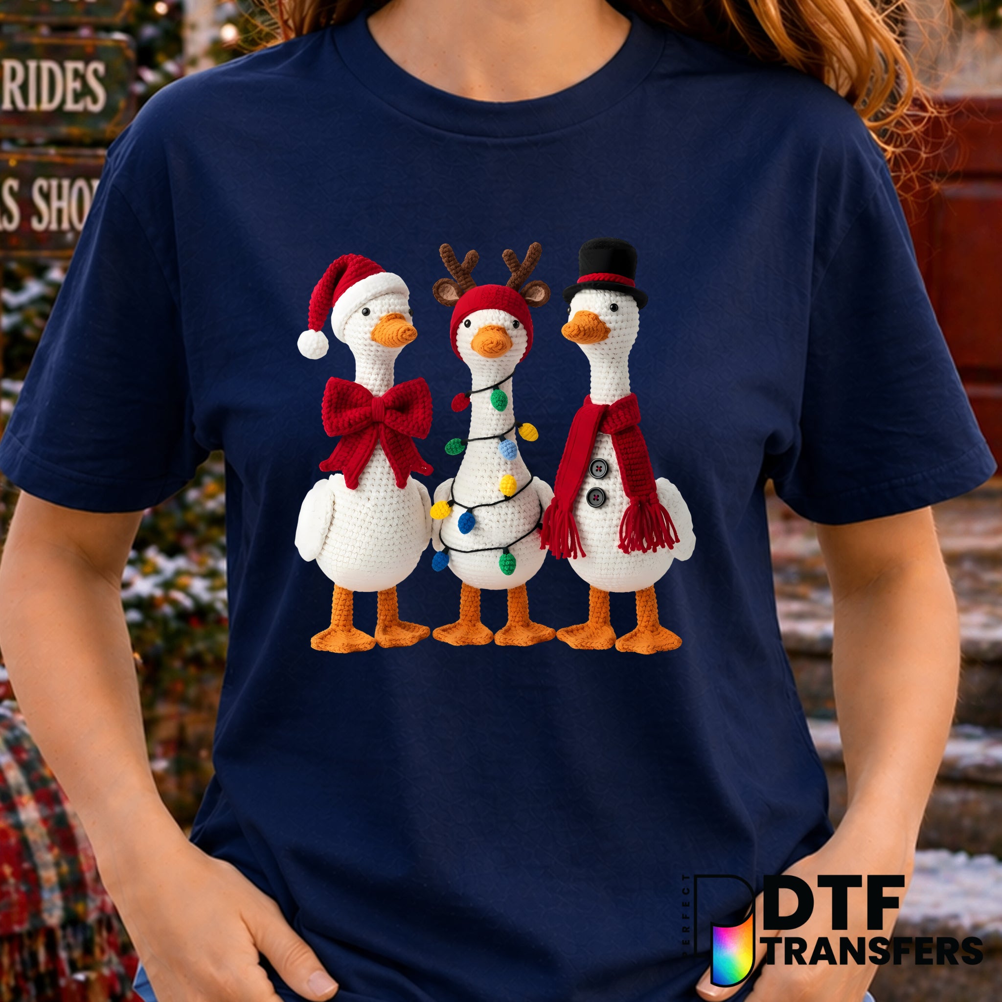 Christmas Goose with Hat and Lights – Christmas DTF Transfer