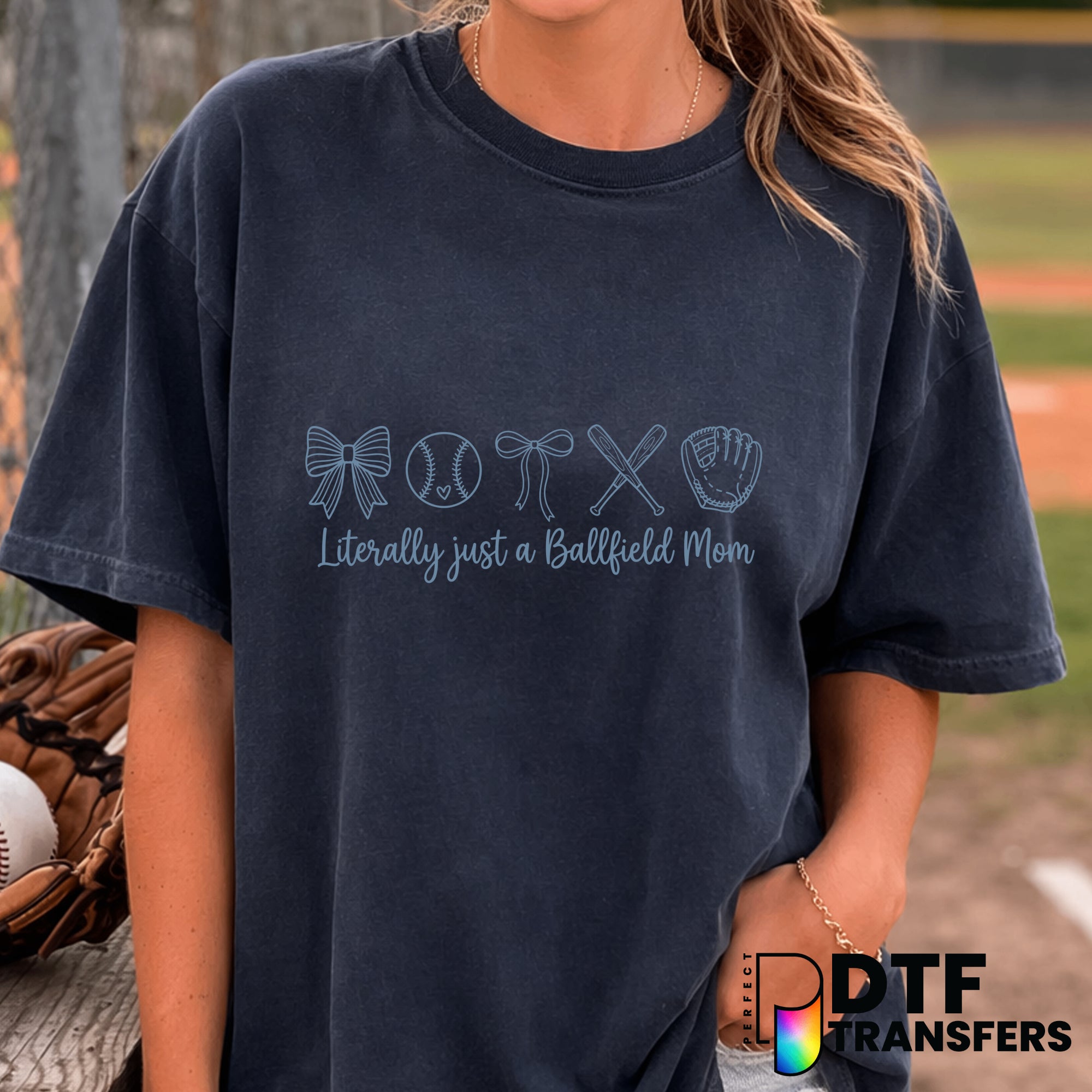 Literally Just A Ballfield Mom Coquette – Baseball DTF Transfer