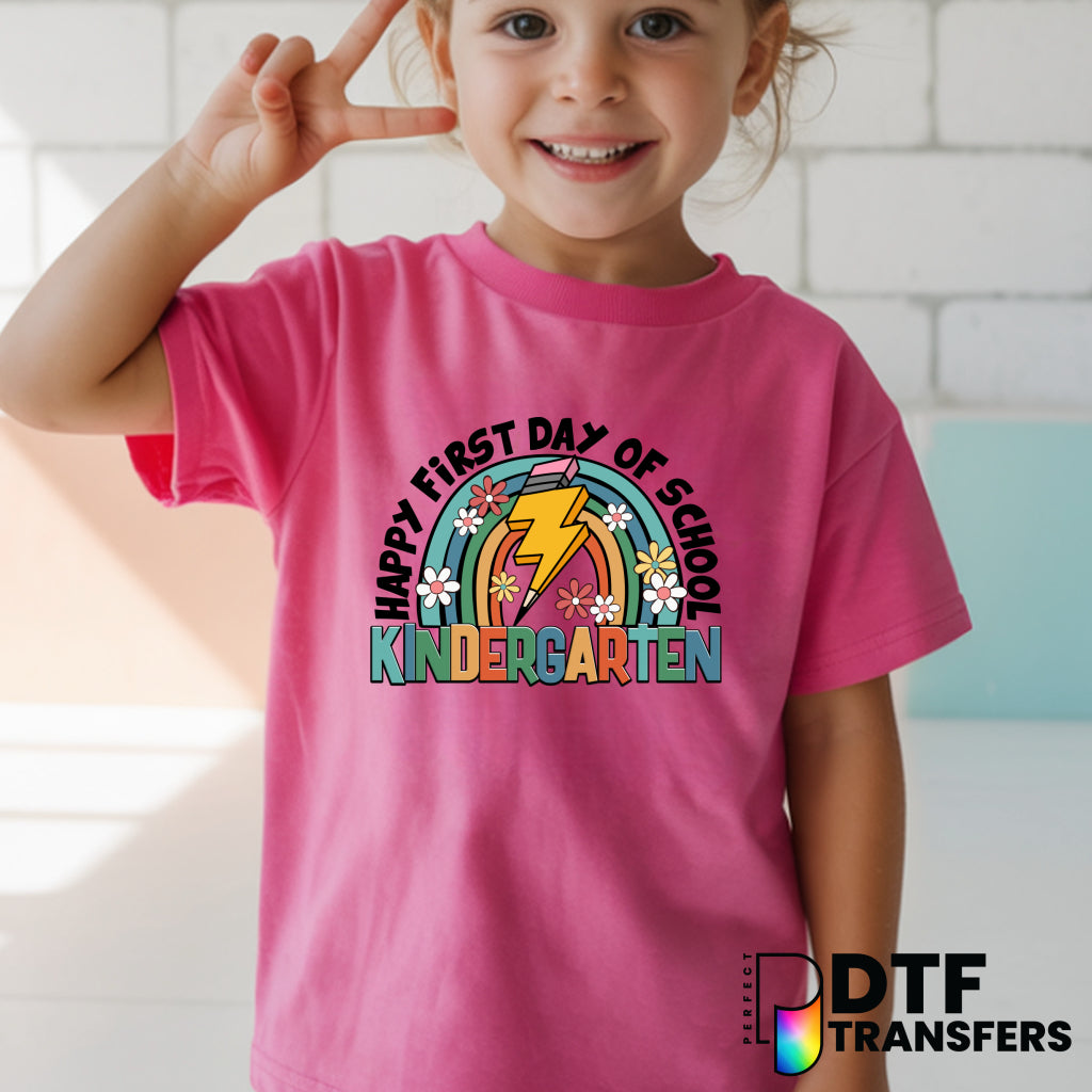 Happy First Day of School Kindergarten – Teacher DTF Transfer