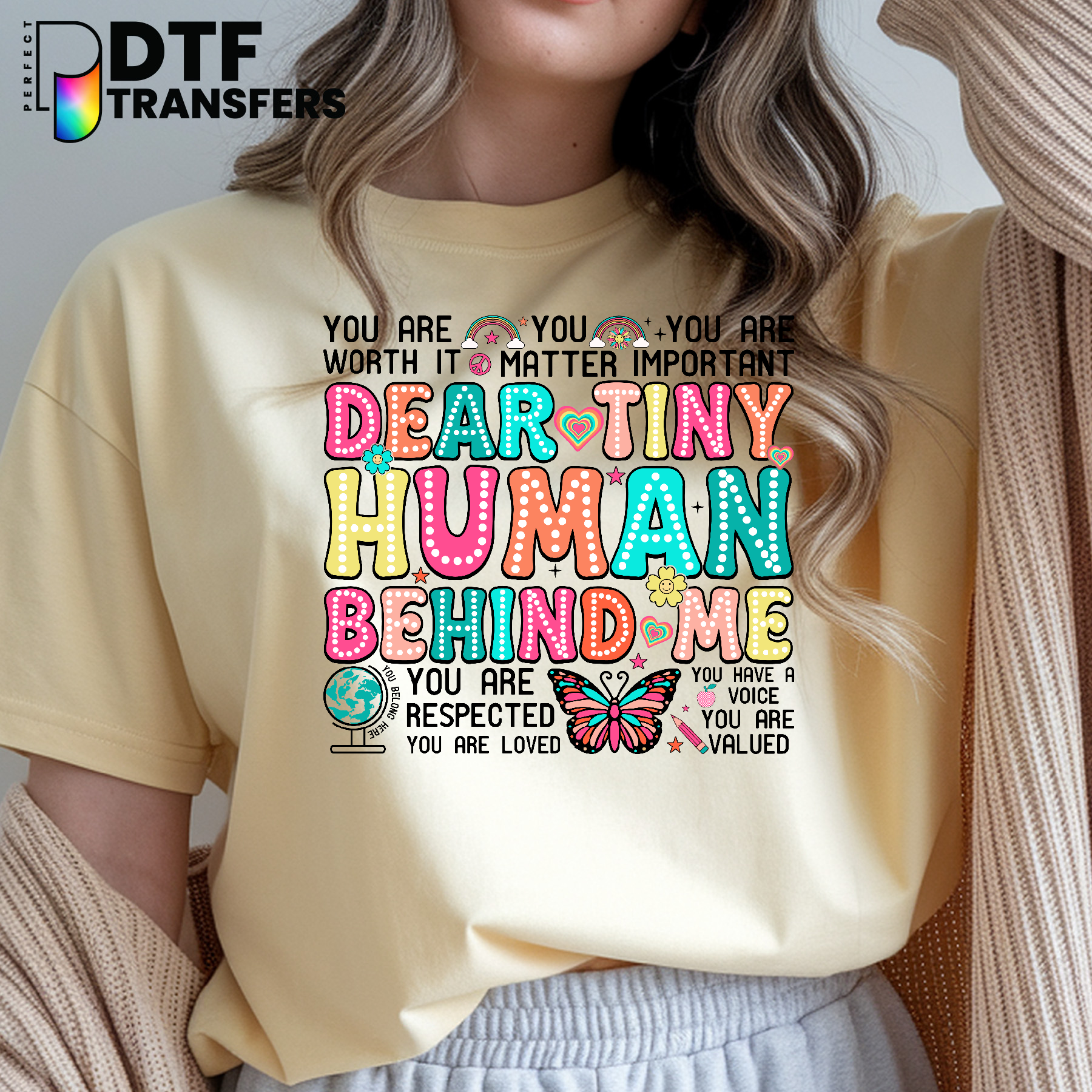 Dear Tiny Humans Behind Me - Teacher – Teacher DTF Transfer