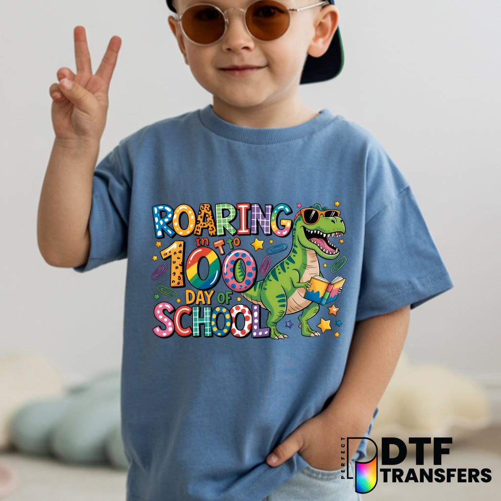 Dinosaur Roaring in to 100 Days of School – Teacher DTF Transfer