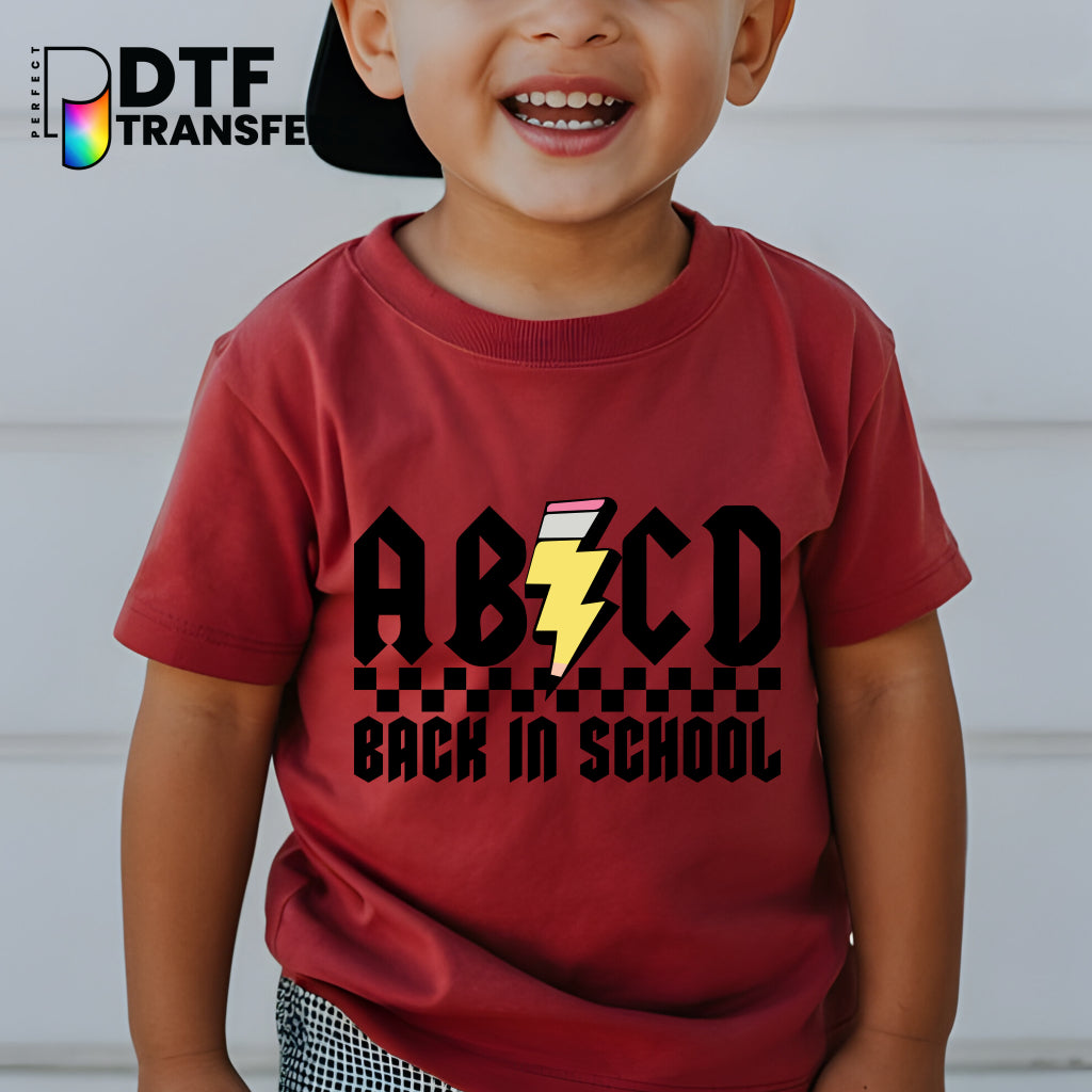 WELCOME BACK TO SCHOOL ABCD with Apple, Pencil & Books – Educator DTF Transfer