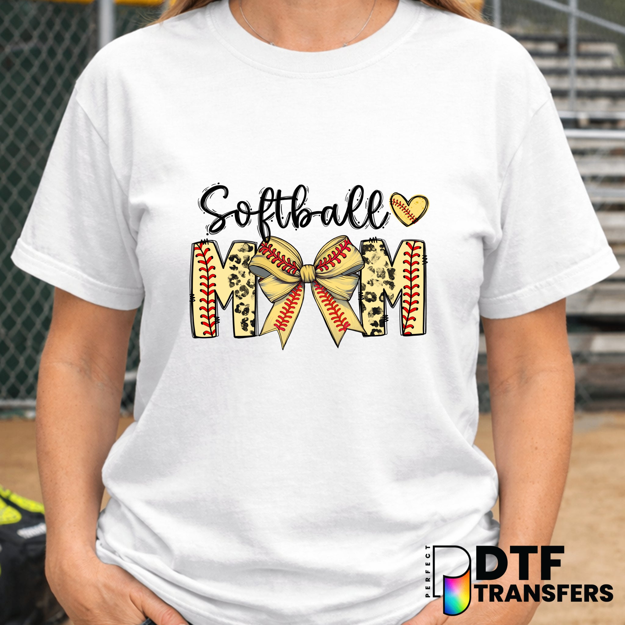 Softball Mom Script Leopard Coquette Bow – Softball DTF Transfer