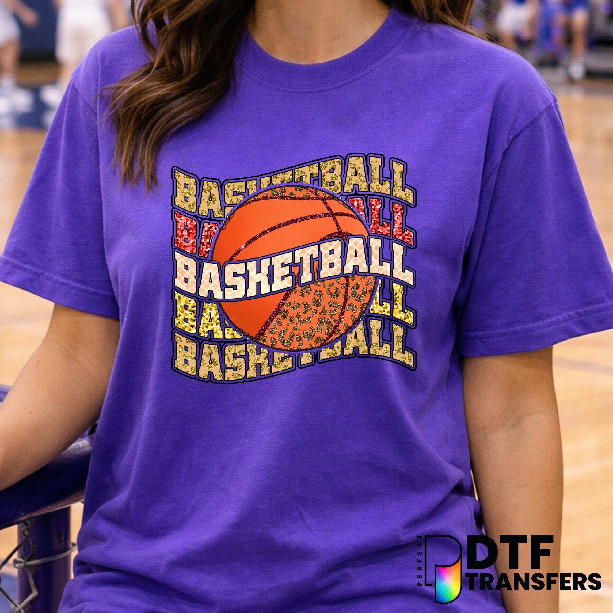 Wavy Glitter Basketball – Basketball DTF Transfer