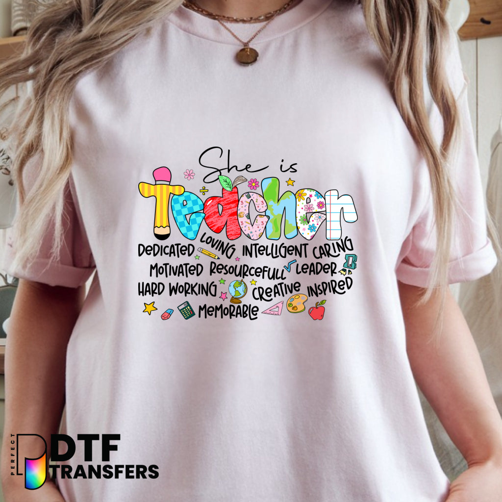 She Is Teacher Christian – Religious Teacher DTF Transfer