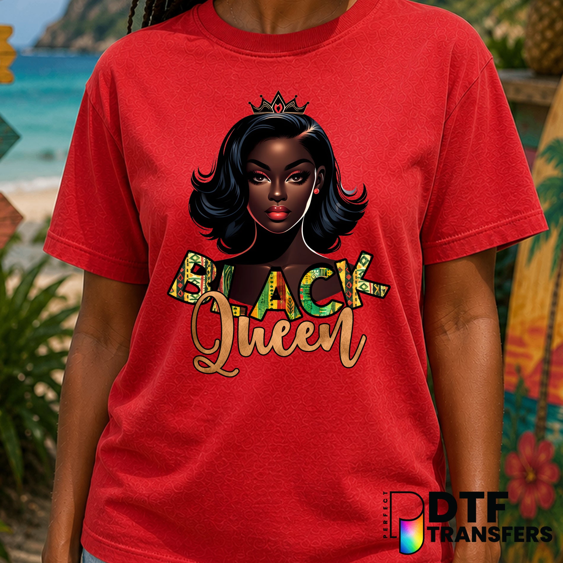 Black Queen African Pattern – Black History Month DTF Transfer