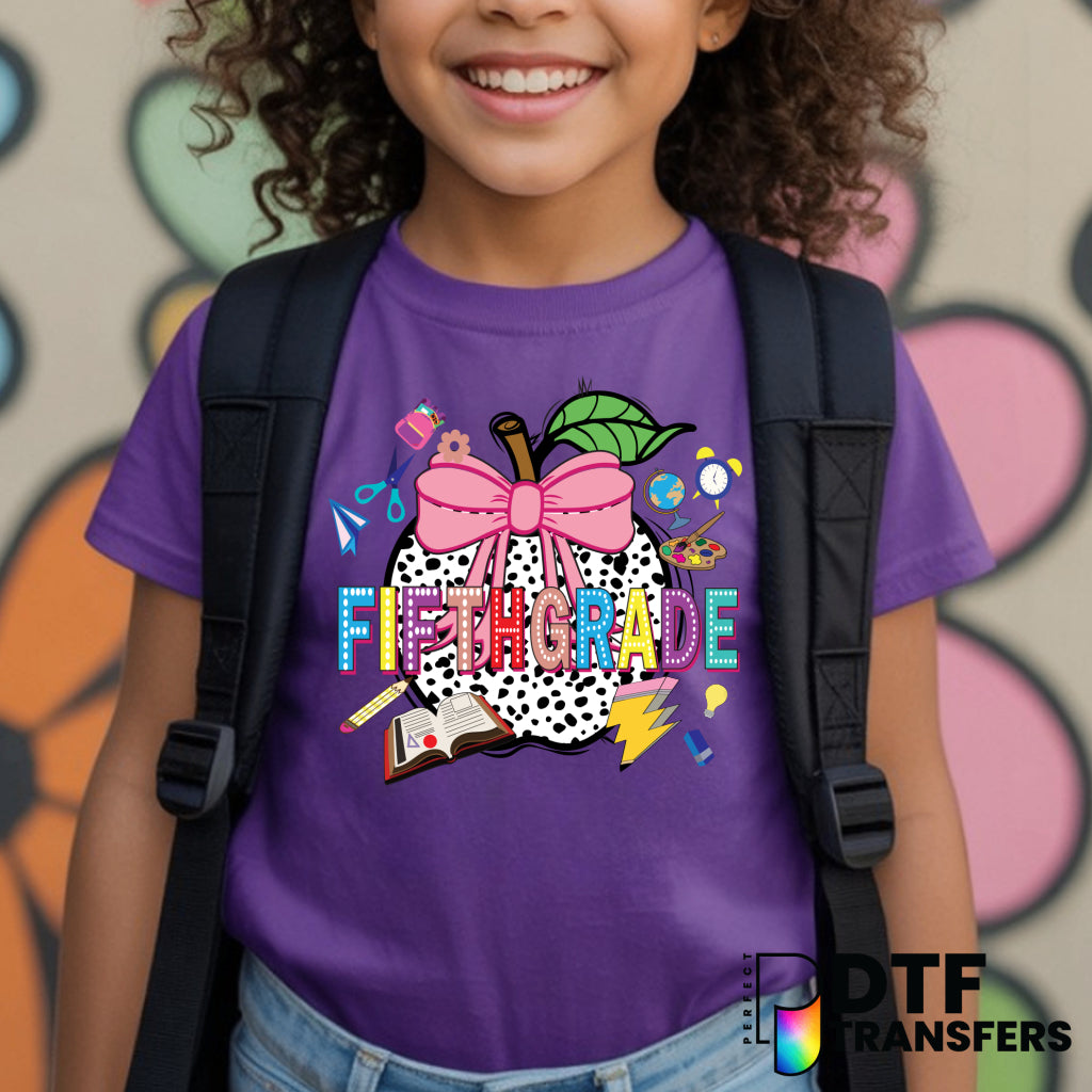Fifth Grade Welcome Back to School Dalmatian Apple – Teacher DTF Transfer