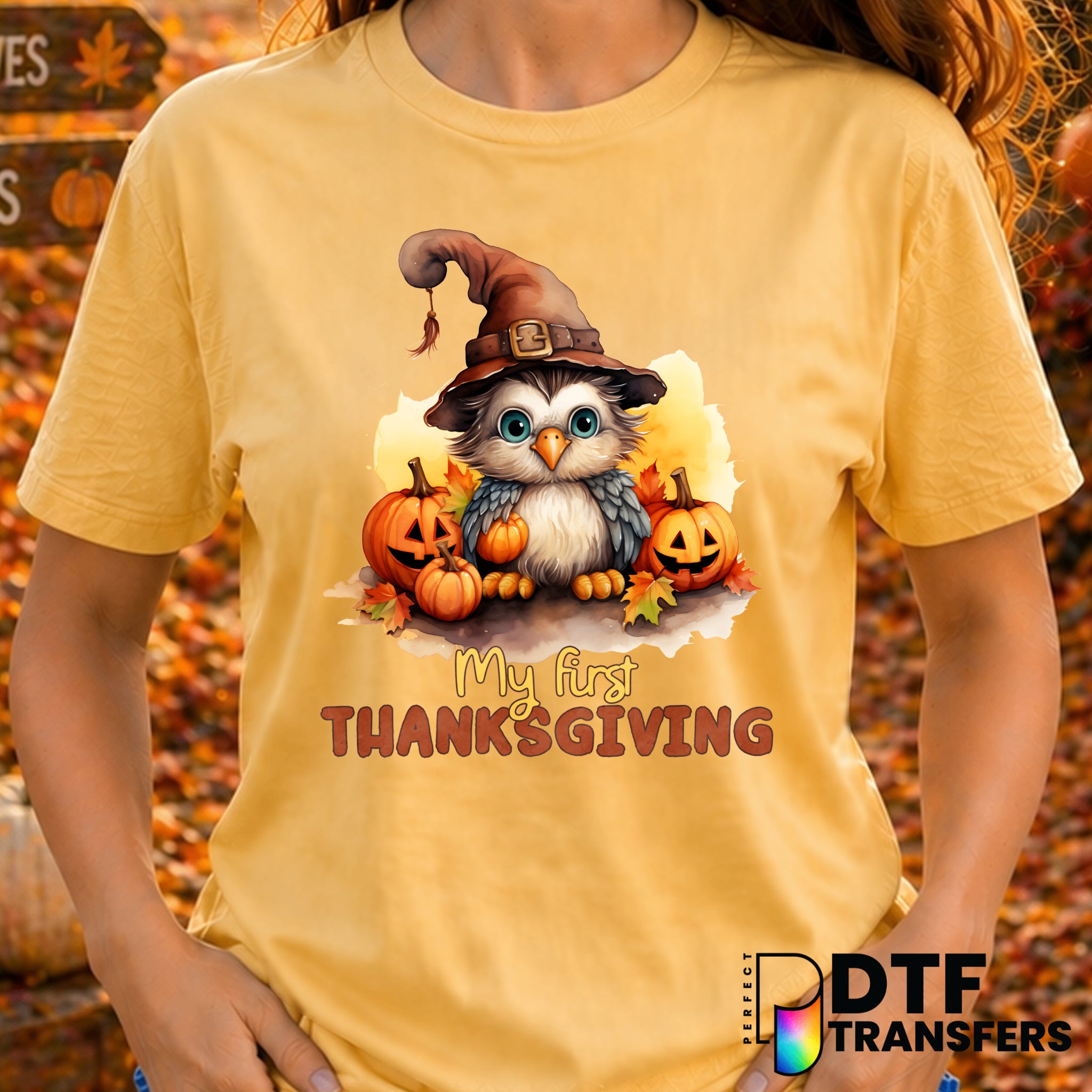 My First Thanksgiving Baby Owl – Thanksgiving DTF Transfer