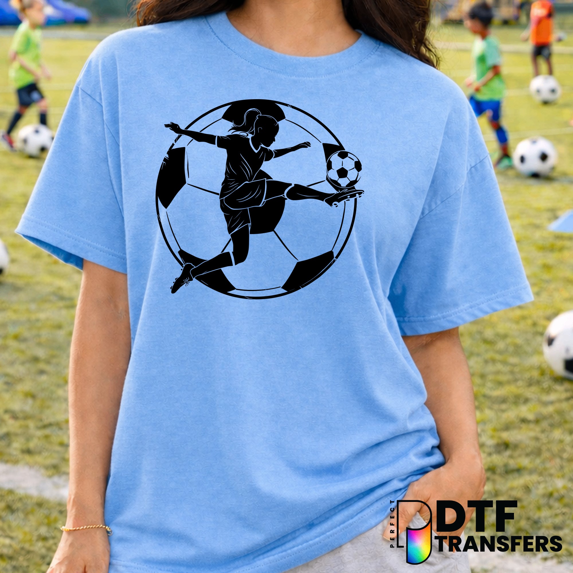 Soccer Girl Kicking – Soccer DTF Transfer