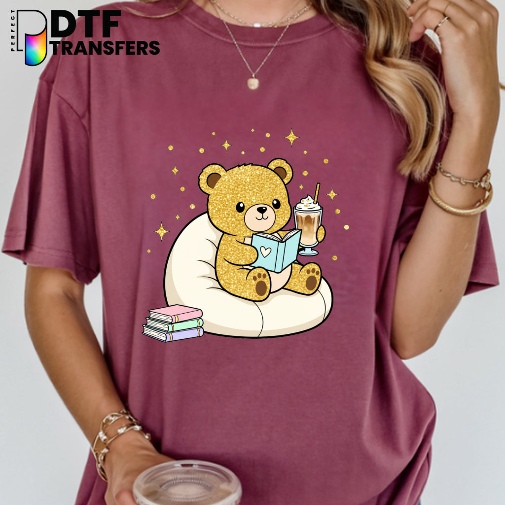 Cute Teddy Bear Reading Book – Teacher Educator DTF Transfer