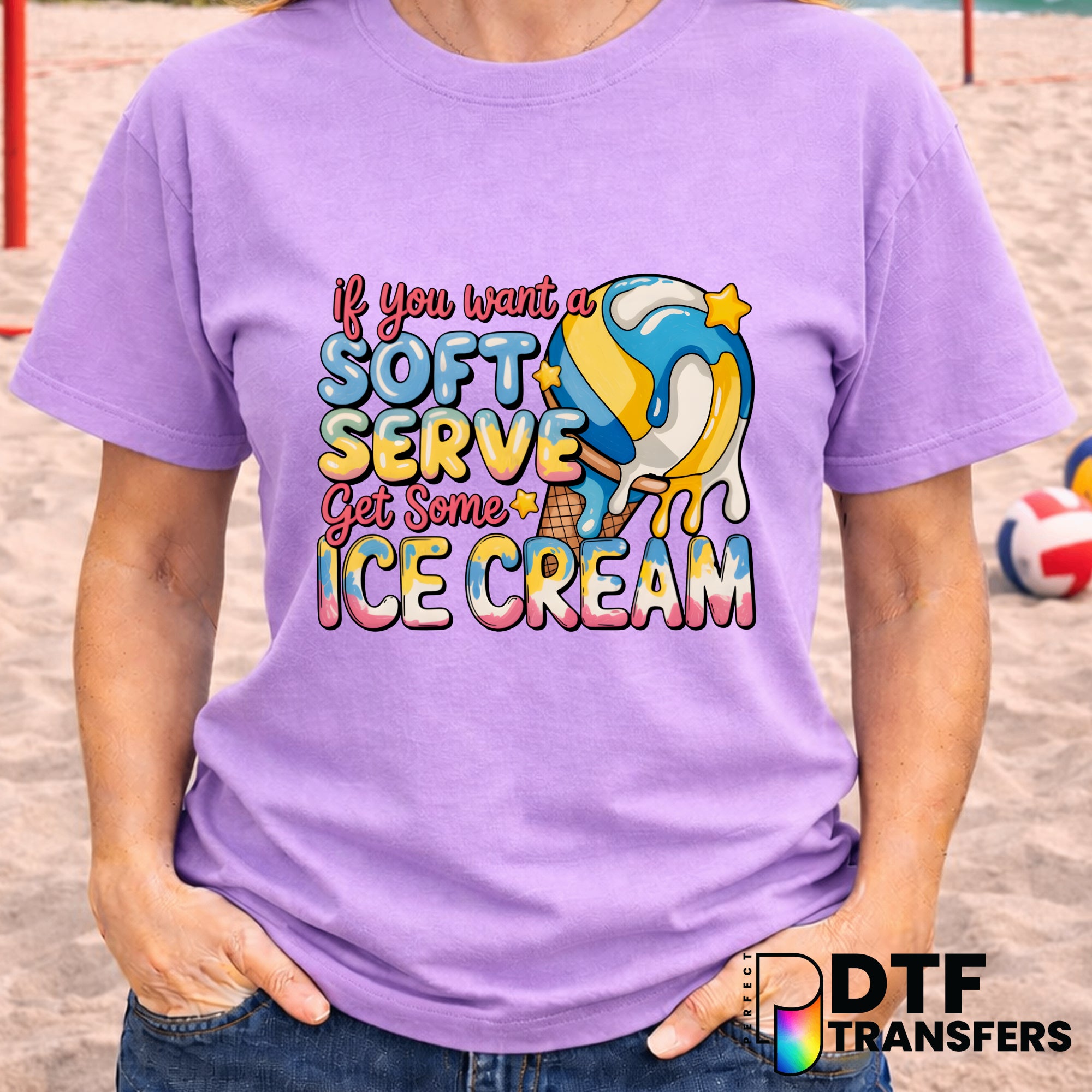 If You Want Soft Serve Get Some Icecream Volleyball Funny – Volleyball DTF Transfer