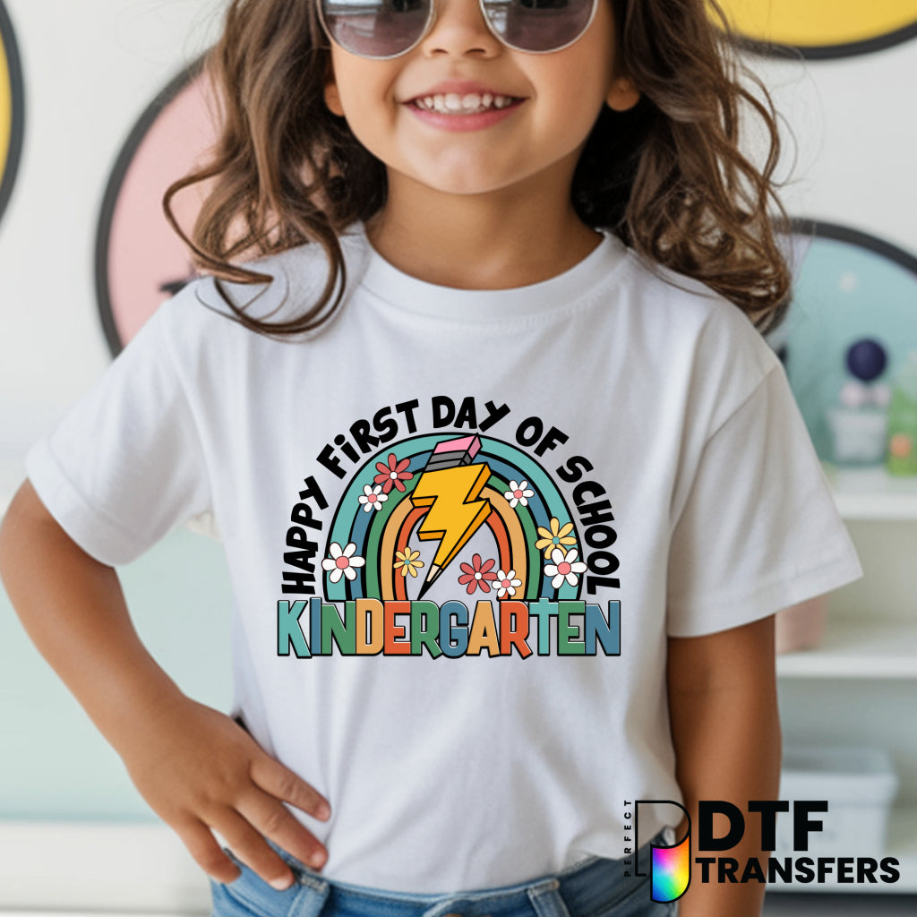 Happy First Day of School Kindergarten – Teacher DTF Transfer