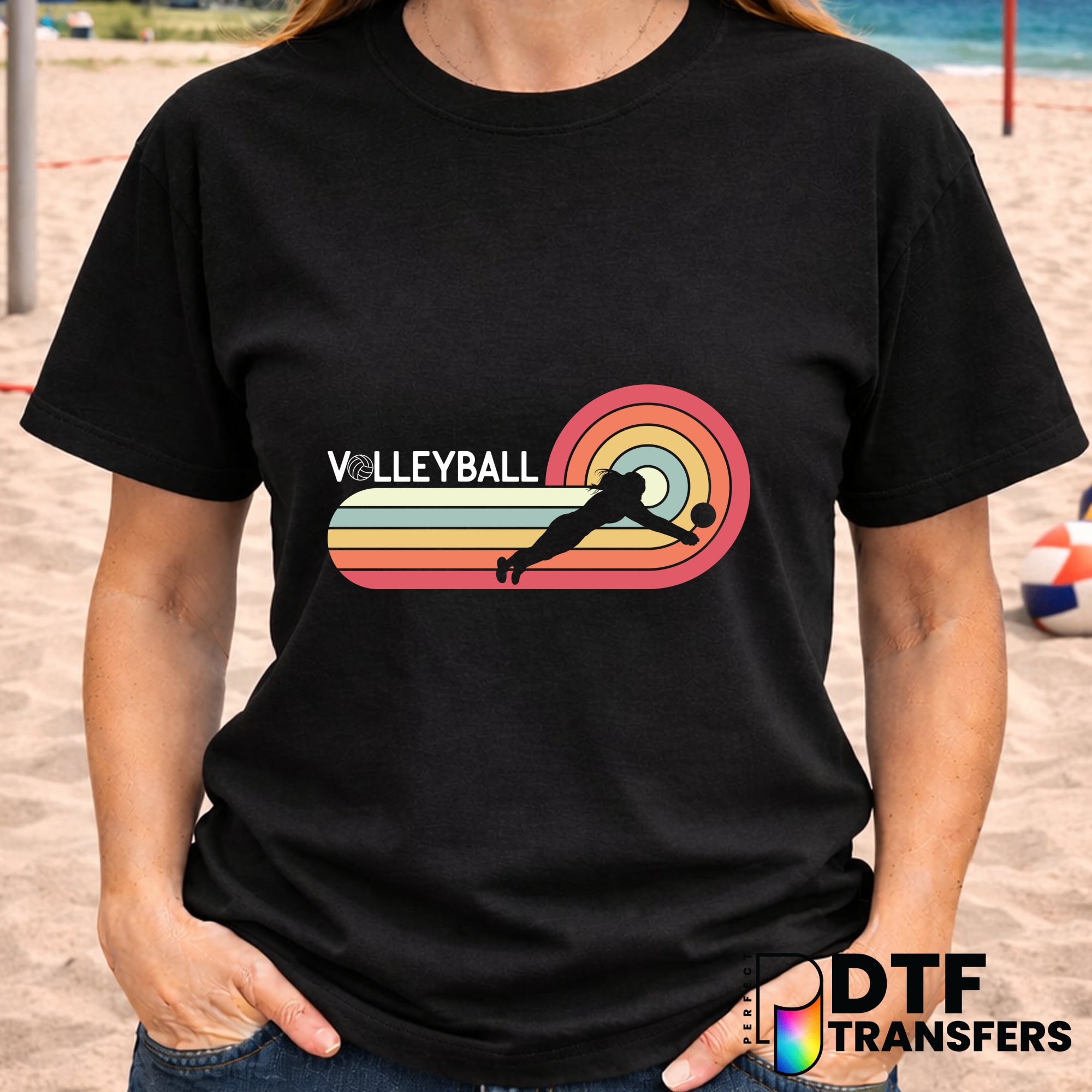 Retro Rainbow – Volleyball DTF Transfer