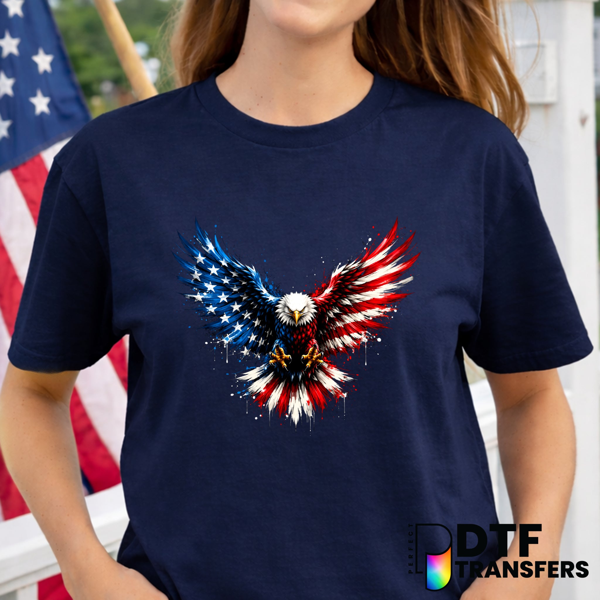 USA Eagle Drip Grunge – Fourth of July DTF Transfer