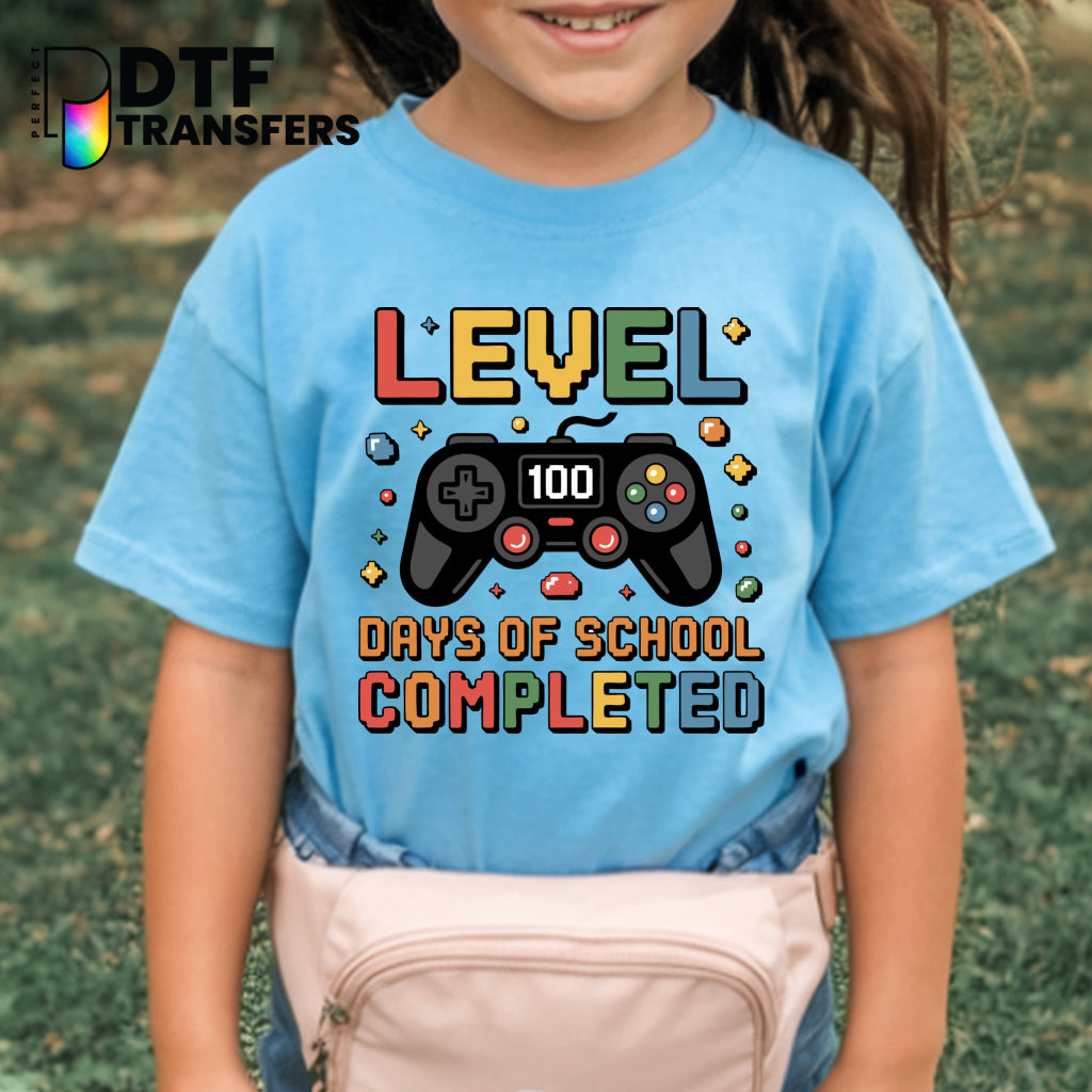 LEVEL 100 DAYS OF SCHOOL COMPLETED Gaming Controller – Teacher DTF Transfer