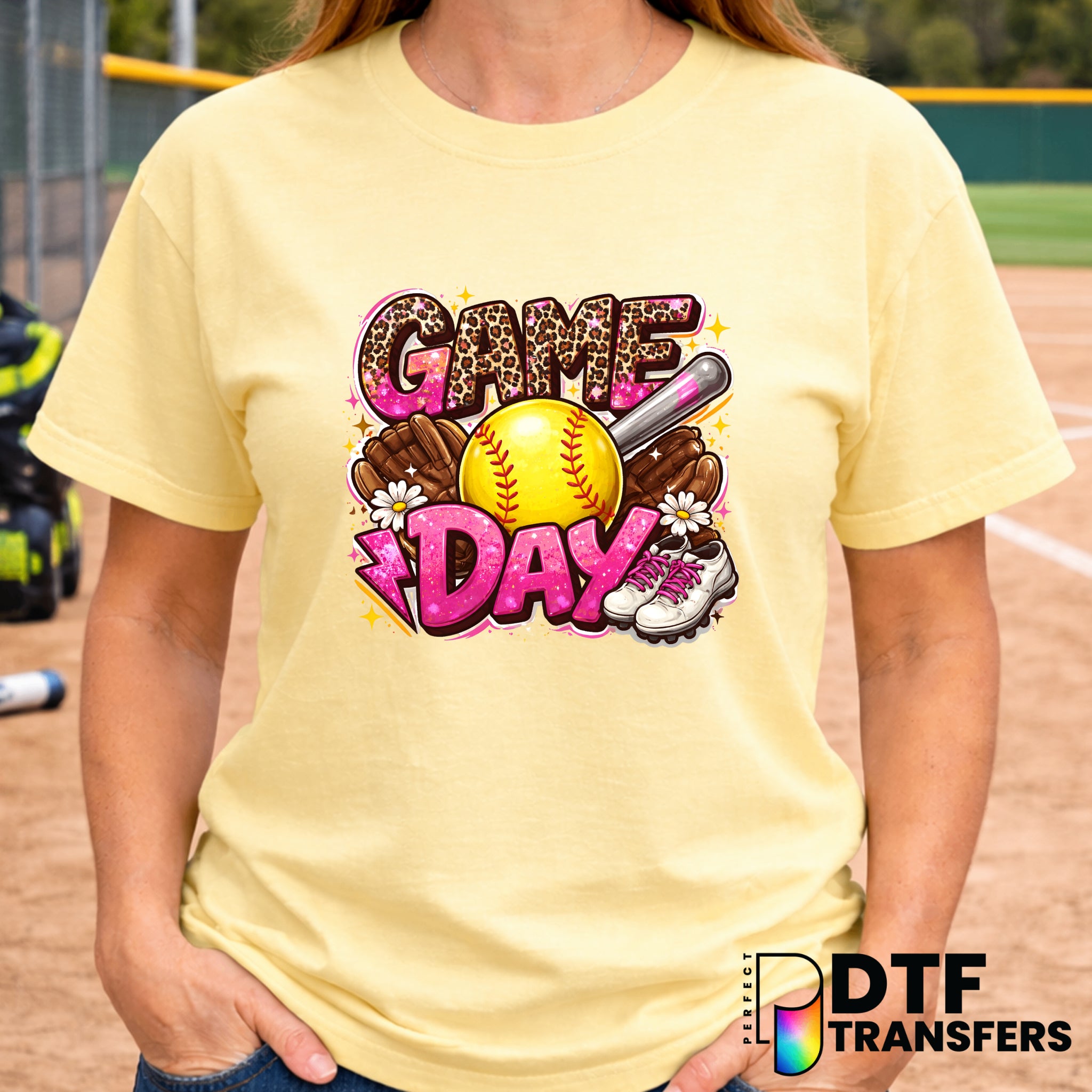 Game Day Pink Leopard Softball – DTF Transfer