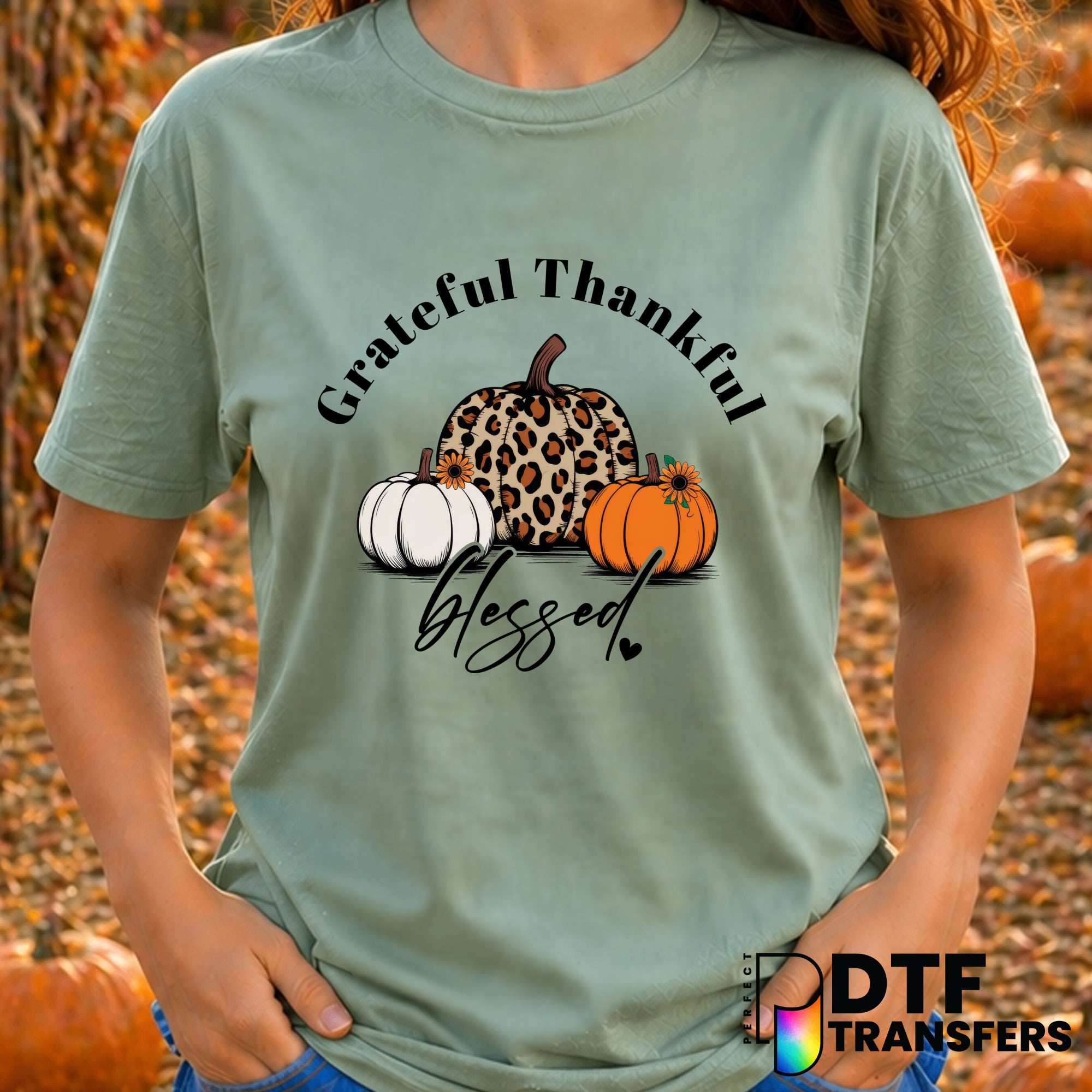 Grateful Thankful Blessed – Thanksgiving DTF Transfer