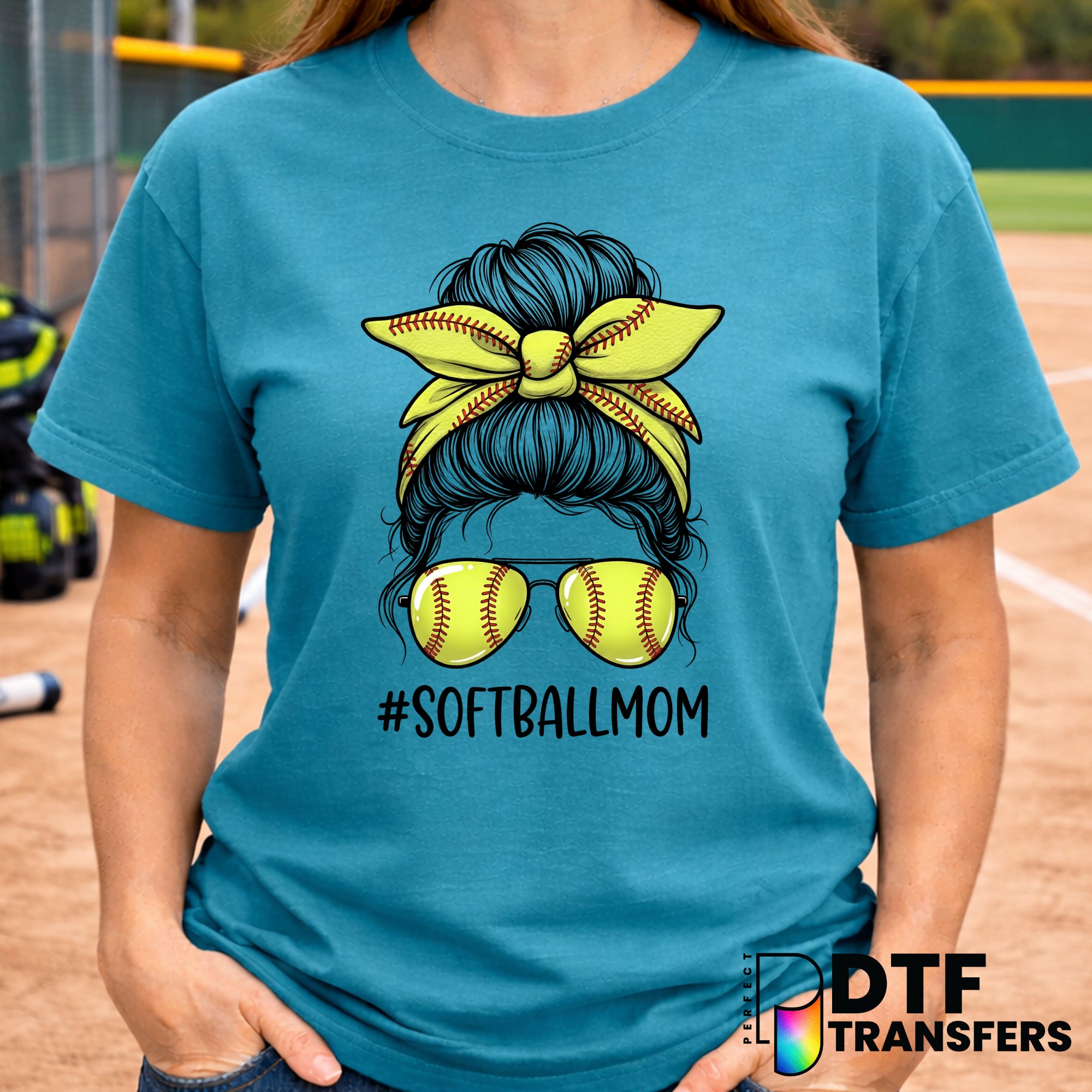 Softball Mom Messy Bun – Softball DTF Transfer