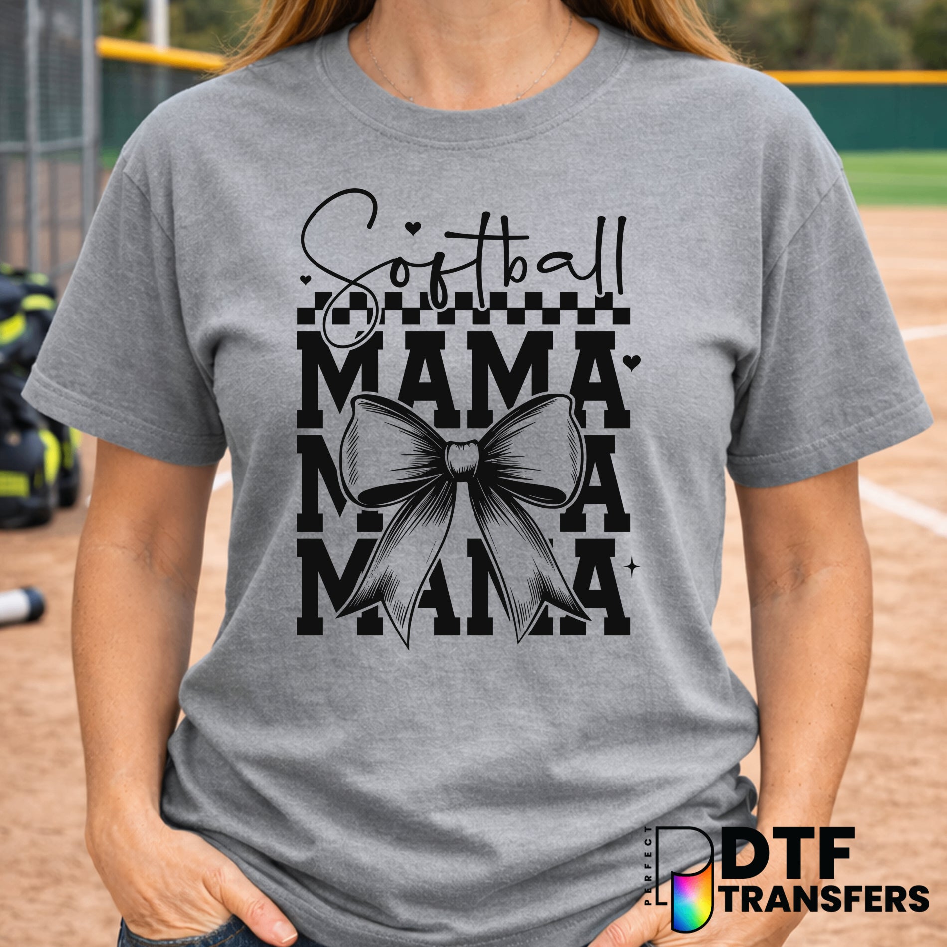 Softball Mama Script Bow – DTF Transfer