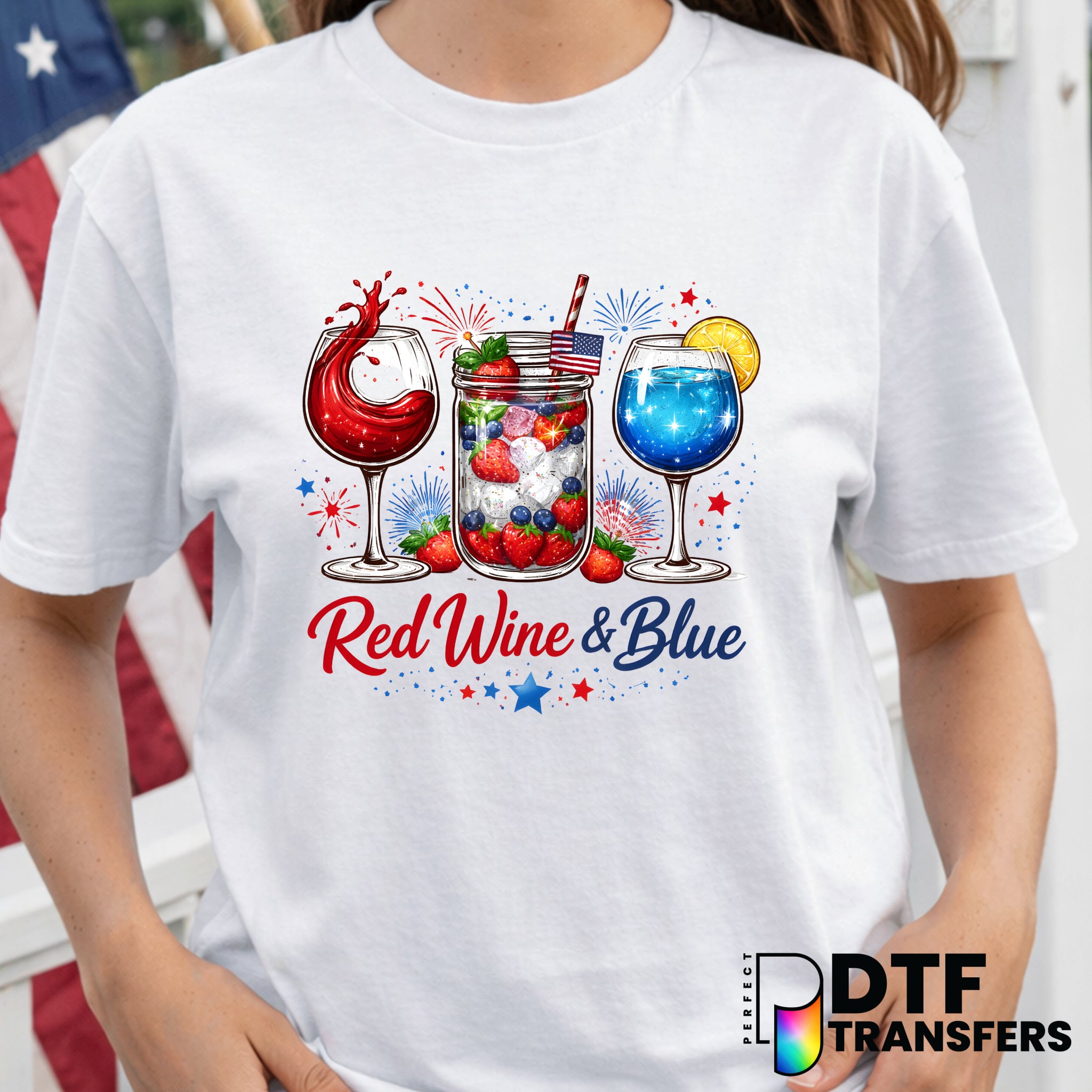 Red White and Blue Drinks – Fourth of July DTF Transfer
