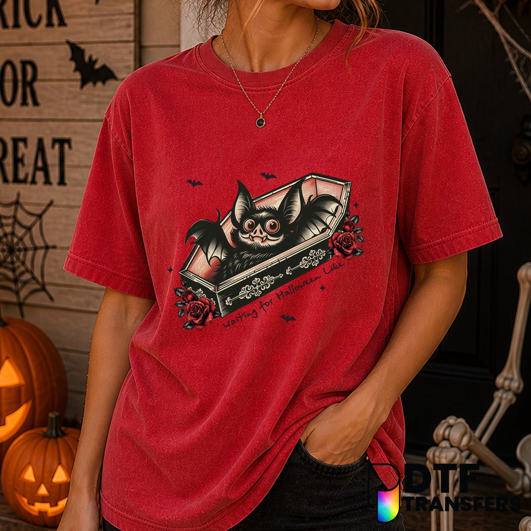 Waiting for Halloween Like – Halloween DTF Transfer