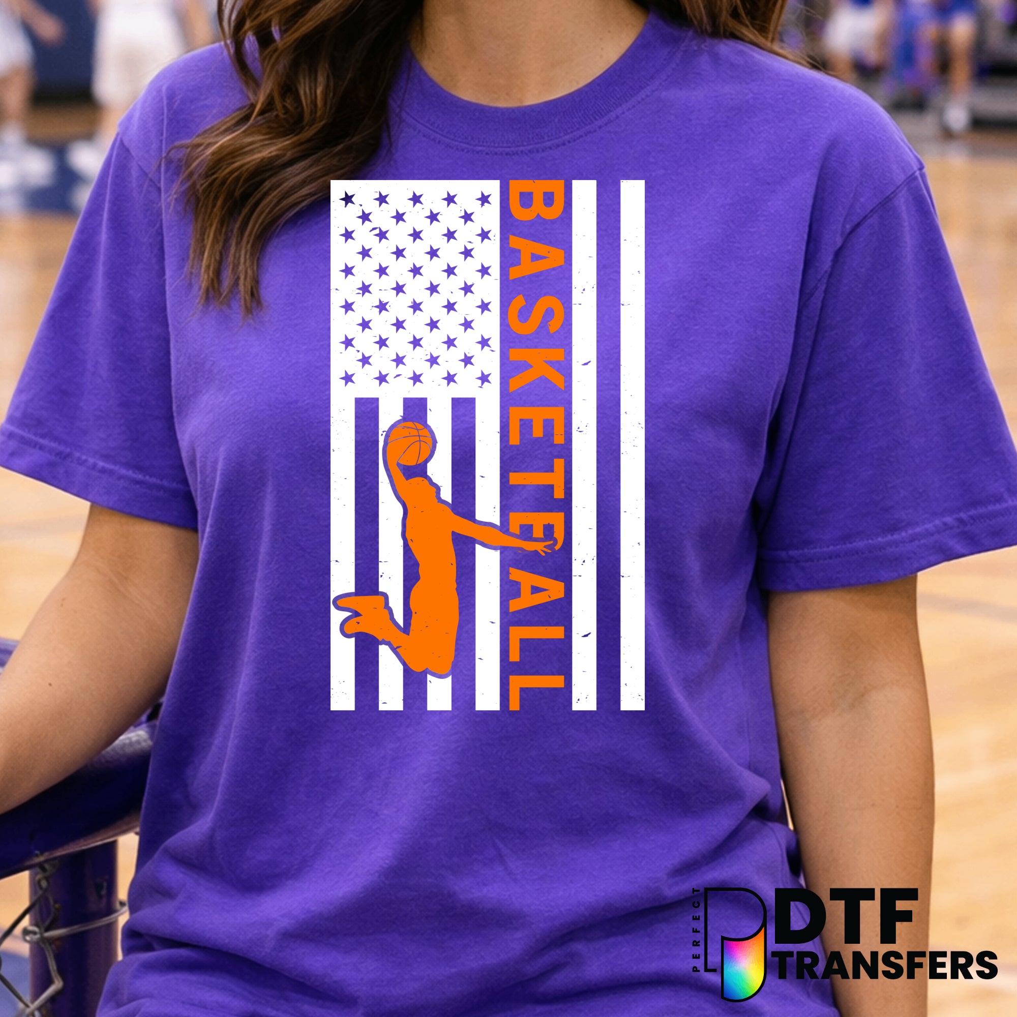 American Flag Basketball Dunk – Basketball DTF Transfer