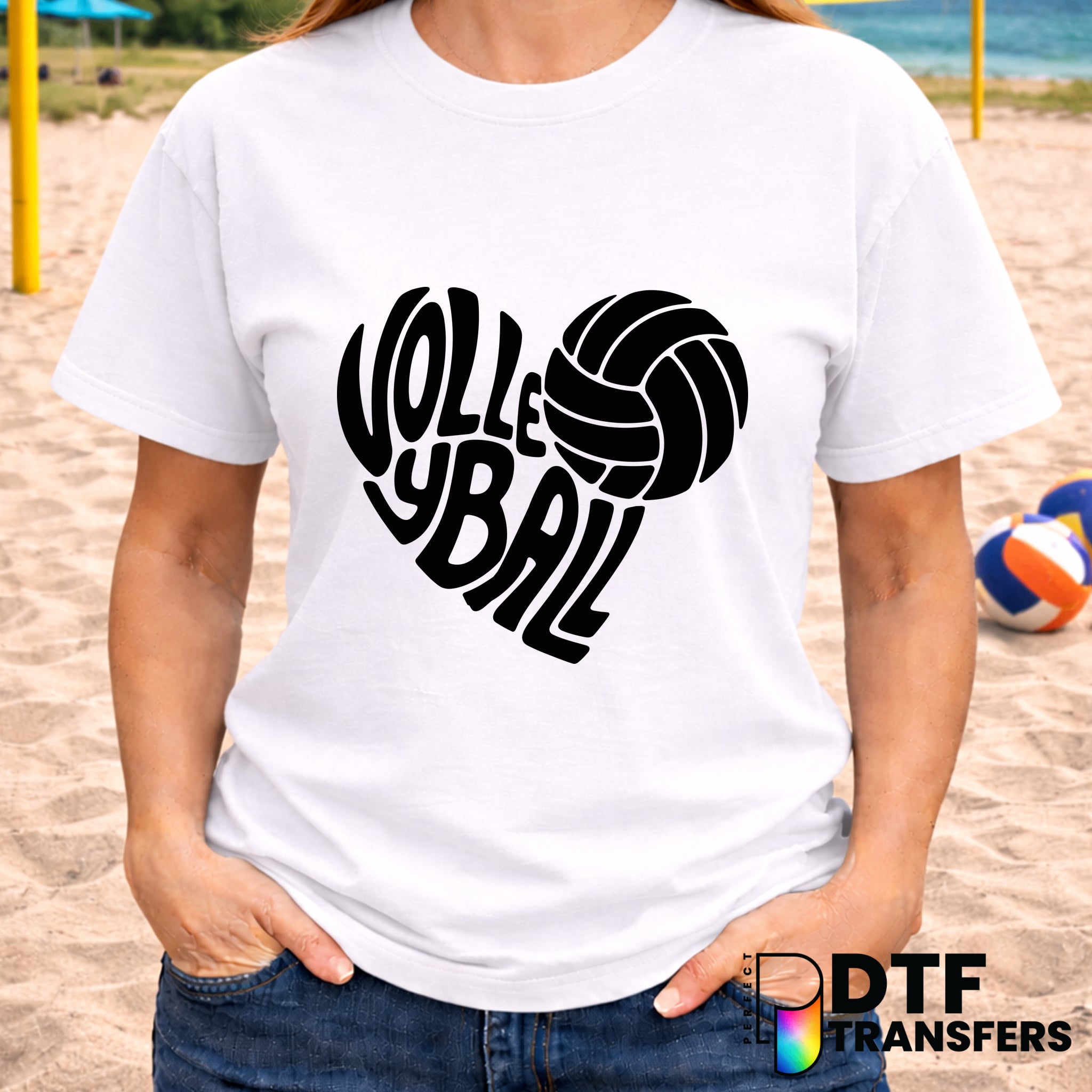 Volleyball Heart Lettering – Volleyball DTF Transfer