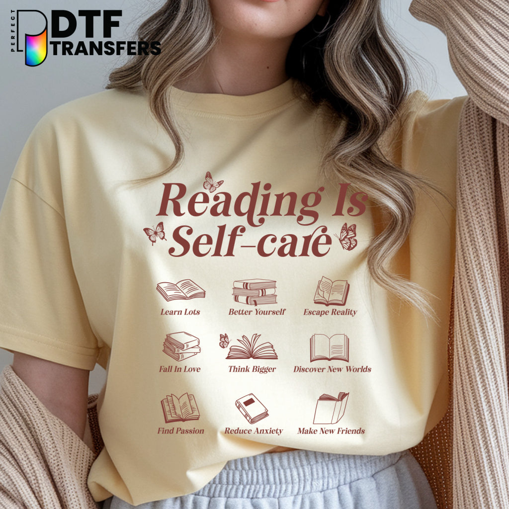 Reading is Self Care Books & Butterflies – Teacher DTF Transfer