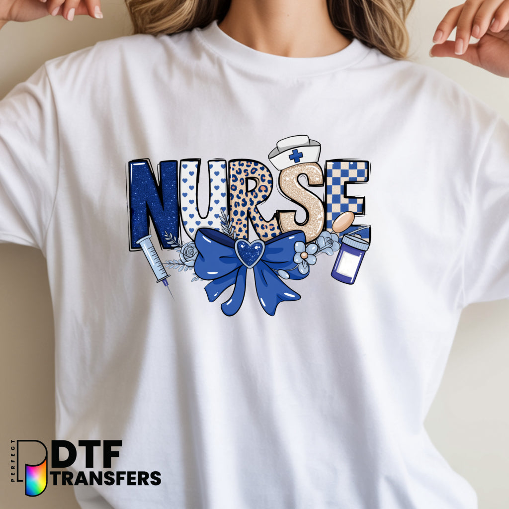SCHOOL NURSE Floral Caduceus – School Nurse DTF Transfer