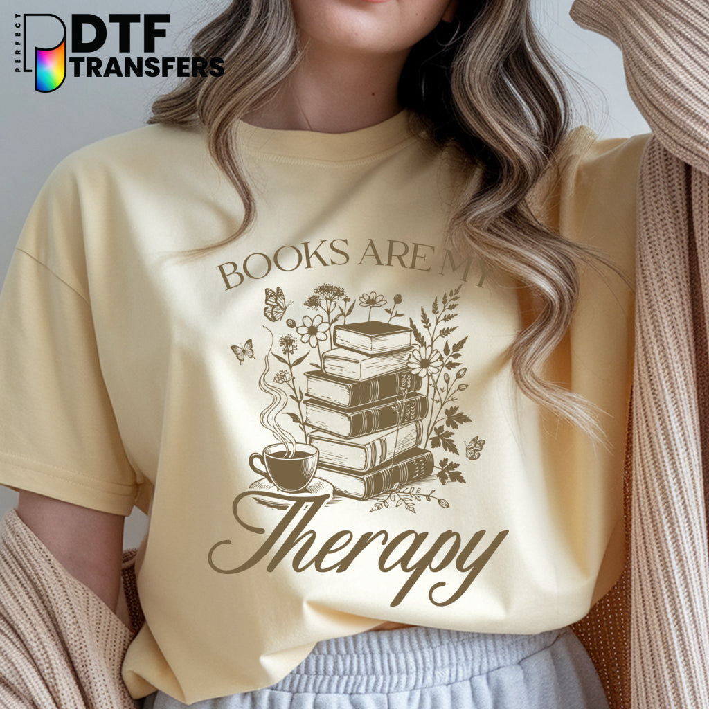 Books Are My Therapy – Teacher DTF Transfer