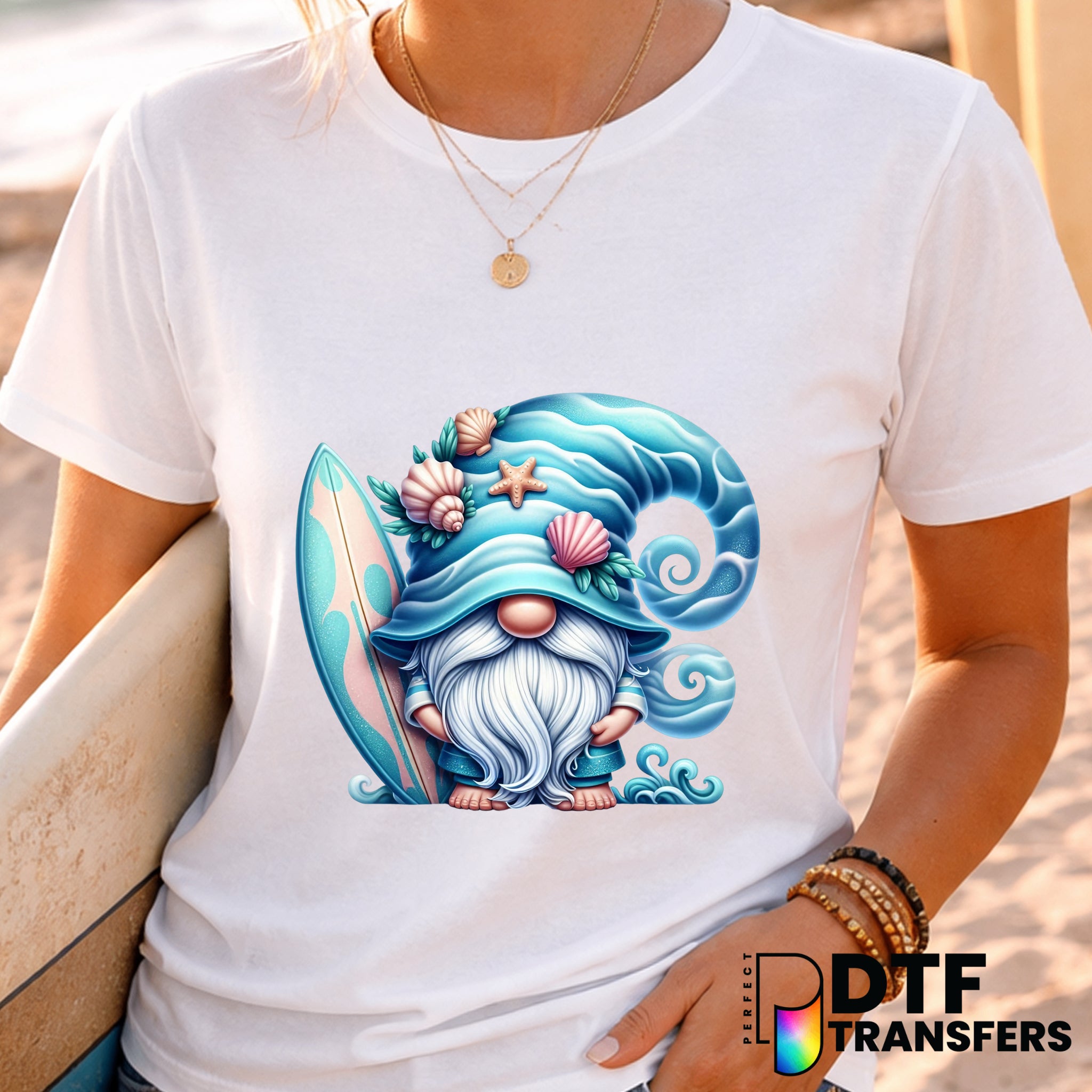 Sleepy Surfer Gnome – Surfing DTF Transfer