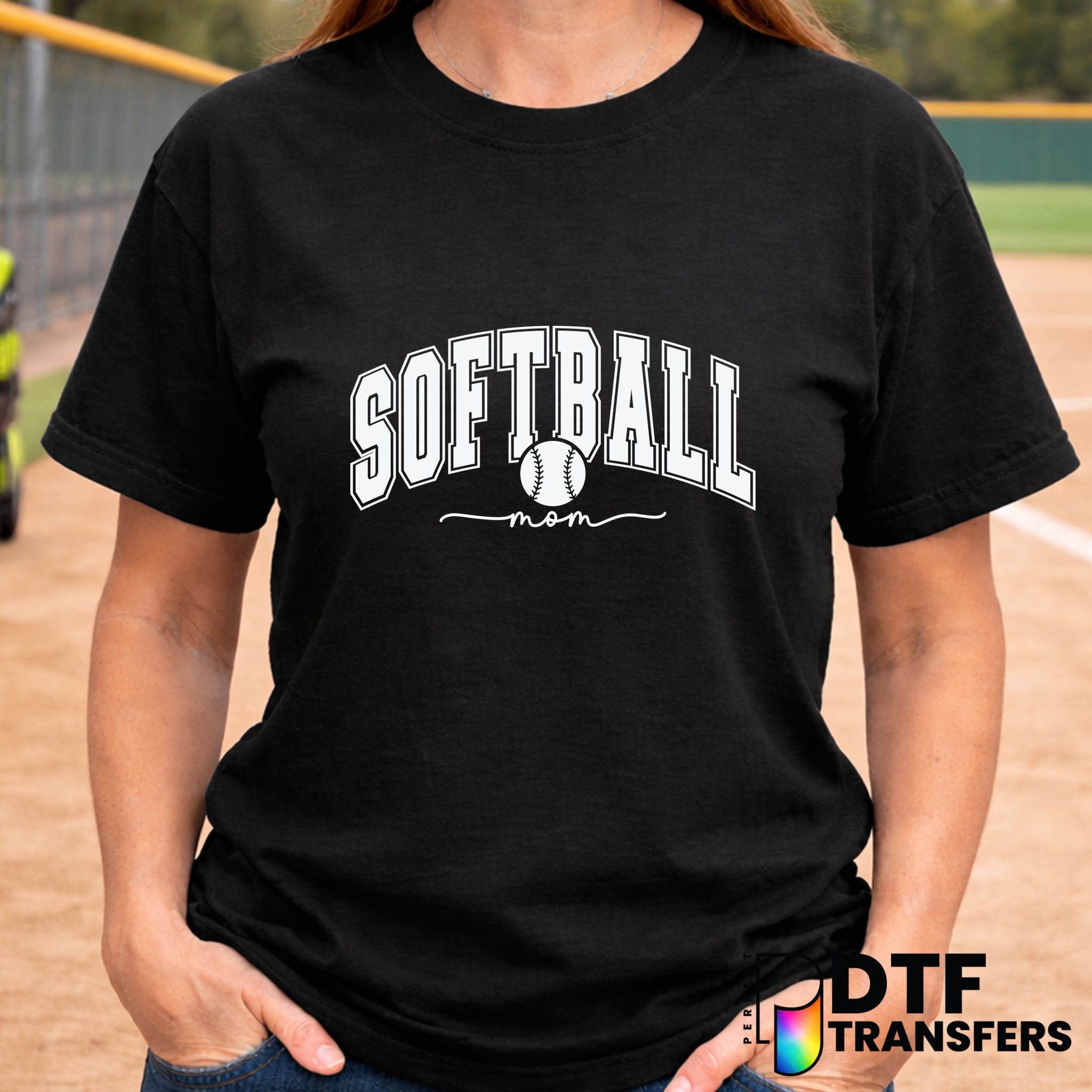 Softball Mom Varsity Arch – Softball DTF Transfer