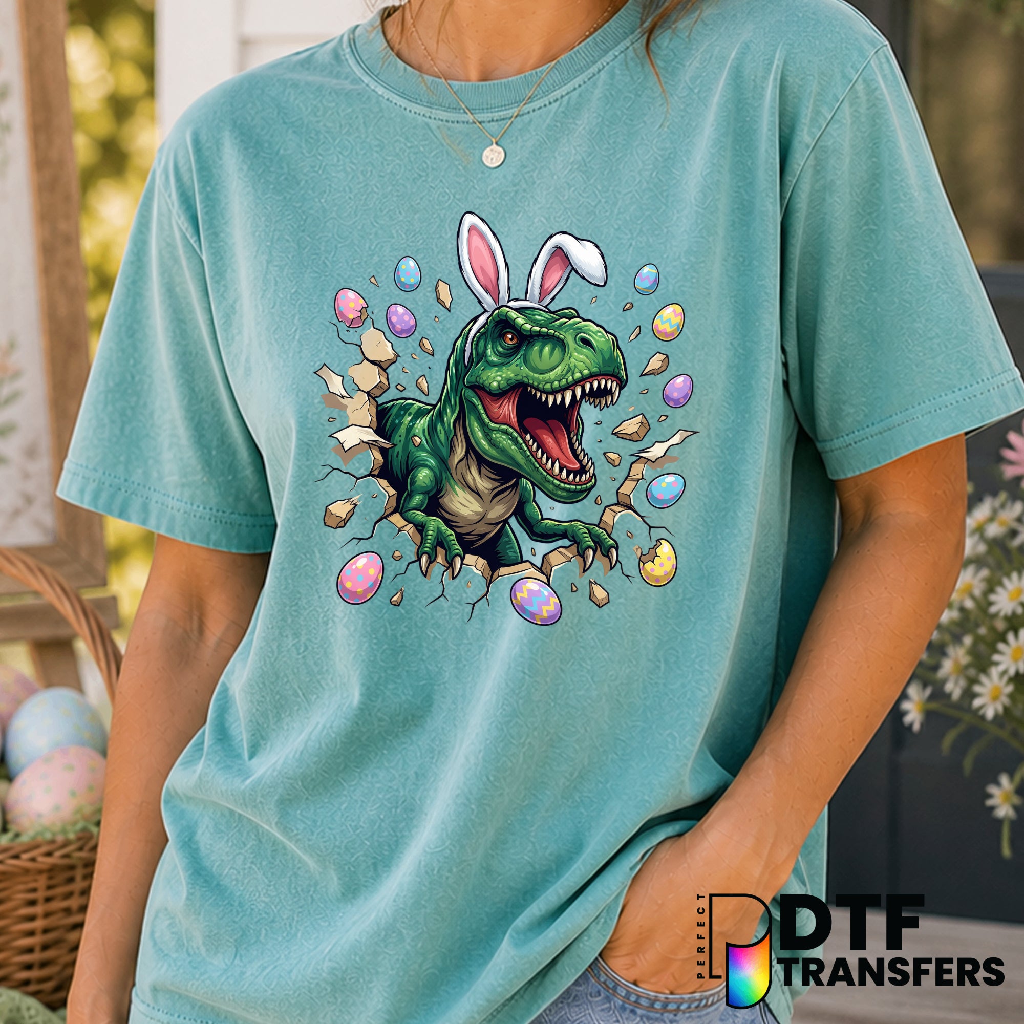Easter Saurus Rex – Easter DTF Transfer