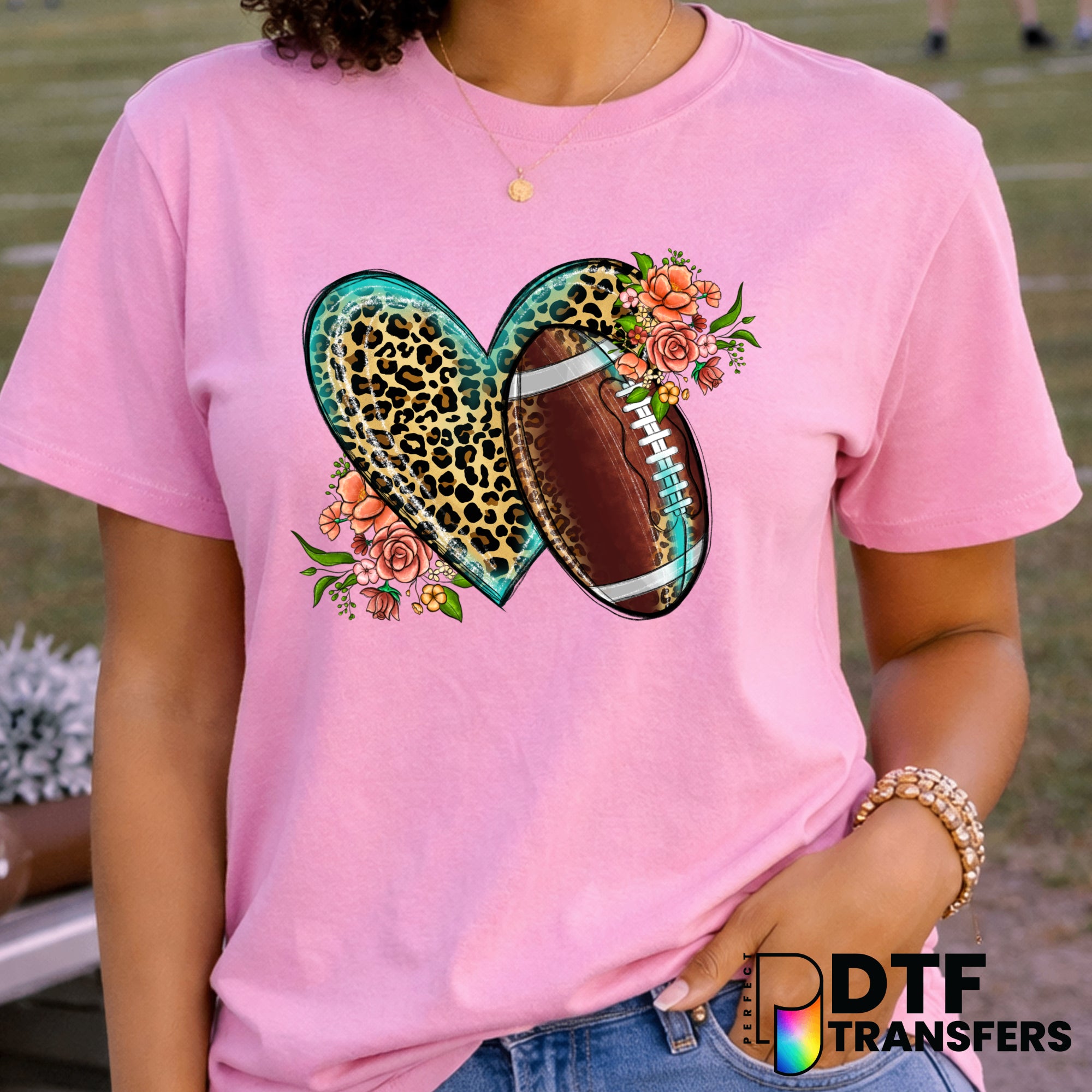 Leopard Heart Football – Football DTF Transfer